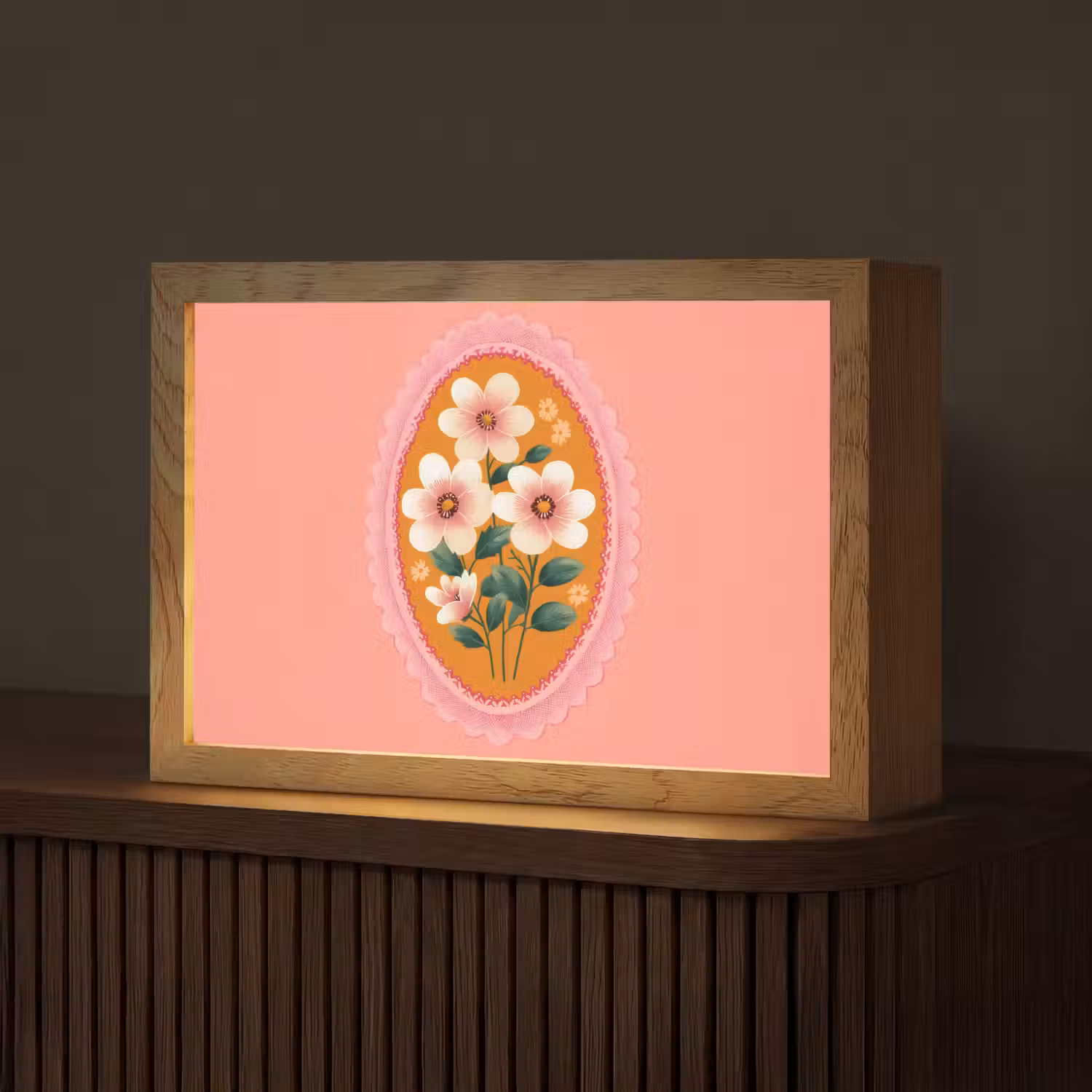 Illustratie - Bloemen - Rand - Roze Light Box met kabel (Tafellamp) klein -z3d_website