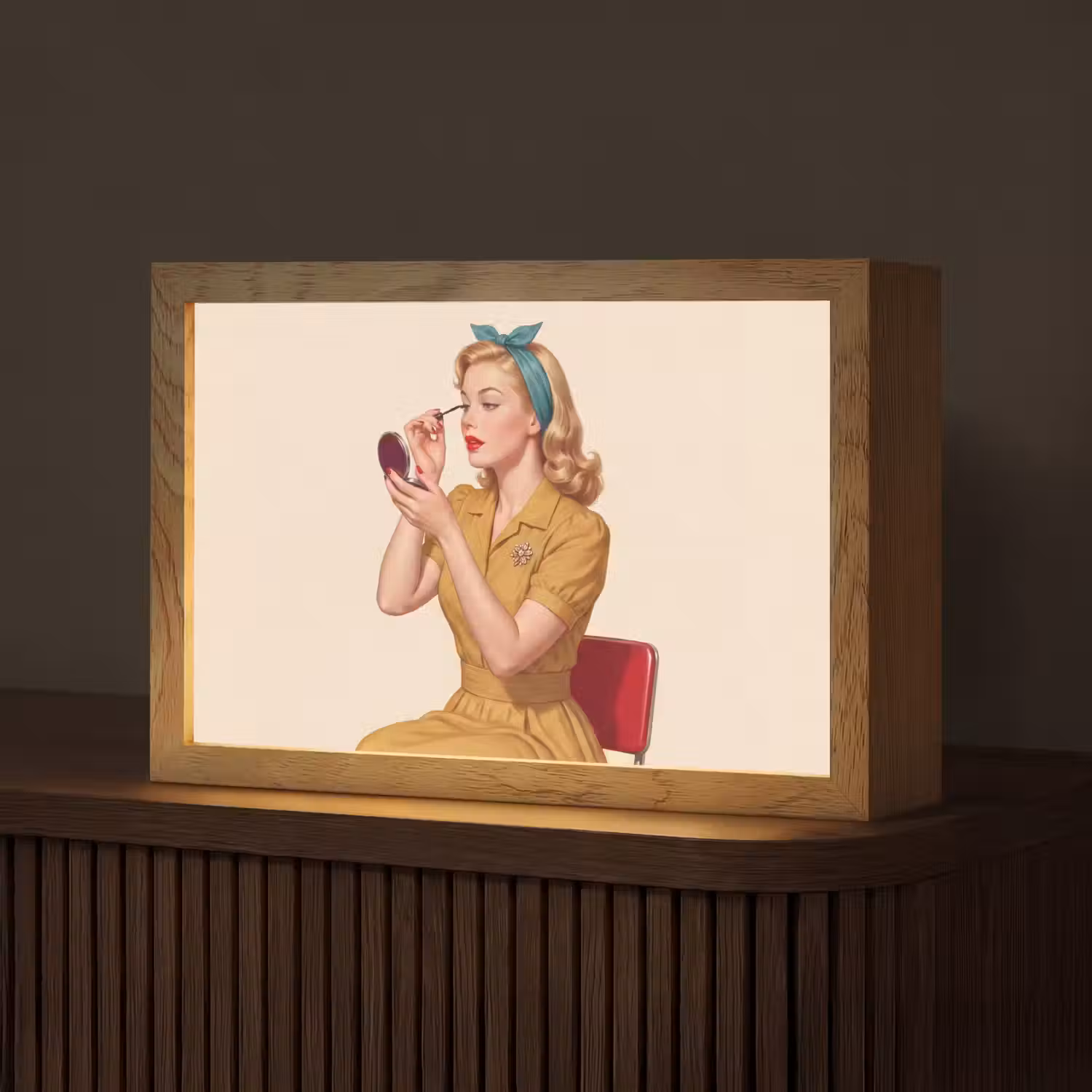 Illustratie - Mascara - Vrouw - Geel Light Box met kabel (Tafellamp) klein -z3d_website