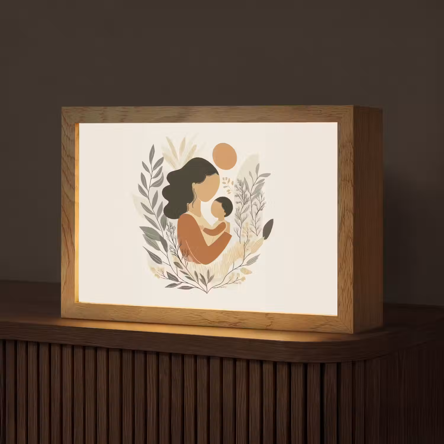 Illustratie - Moeder - Kind - Liefdevol Light Box met kabel (Tafellamp) klein -z3d_website