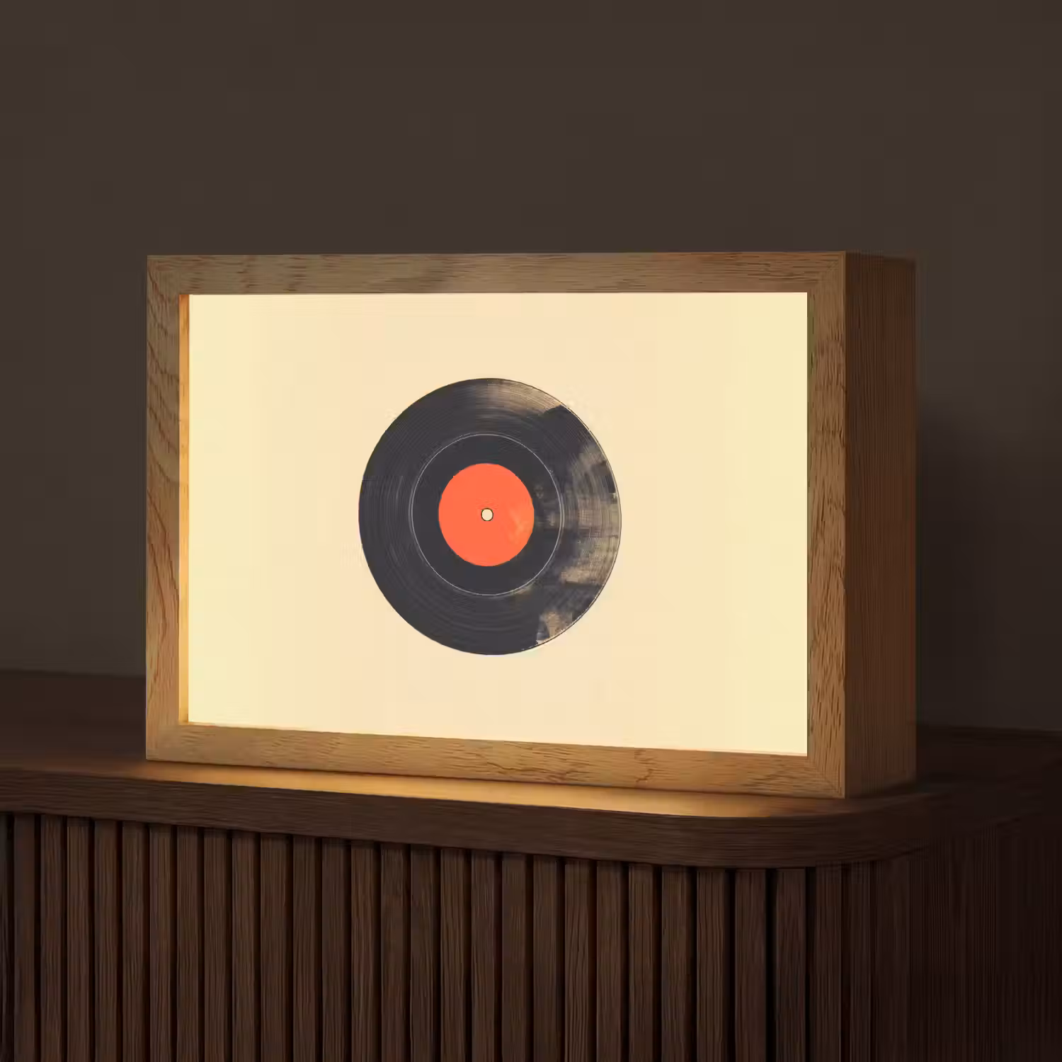 Illustratie - Vinylplaat - Beige - Vintage Light Box met kabel (Tafellamp) klein -z3d_website