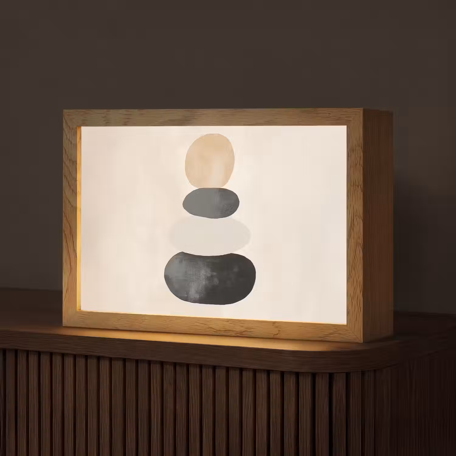 Japandi - Wabi sabi - Beige Light Box met kabel (Tafellamp) klein -z3d_website
