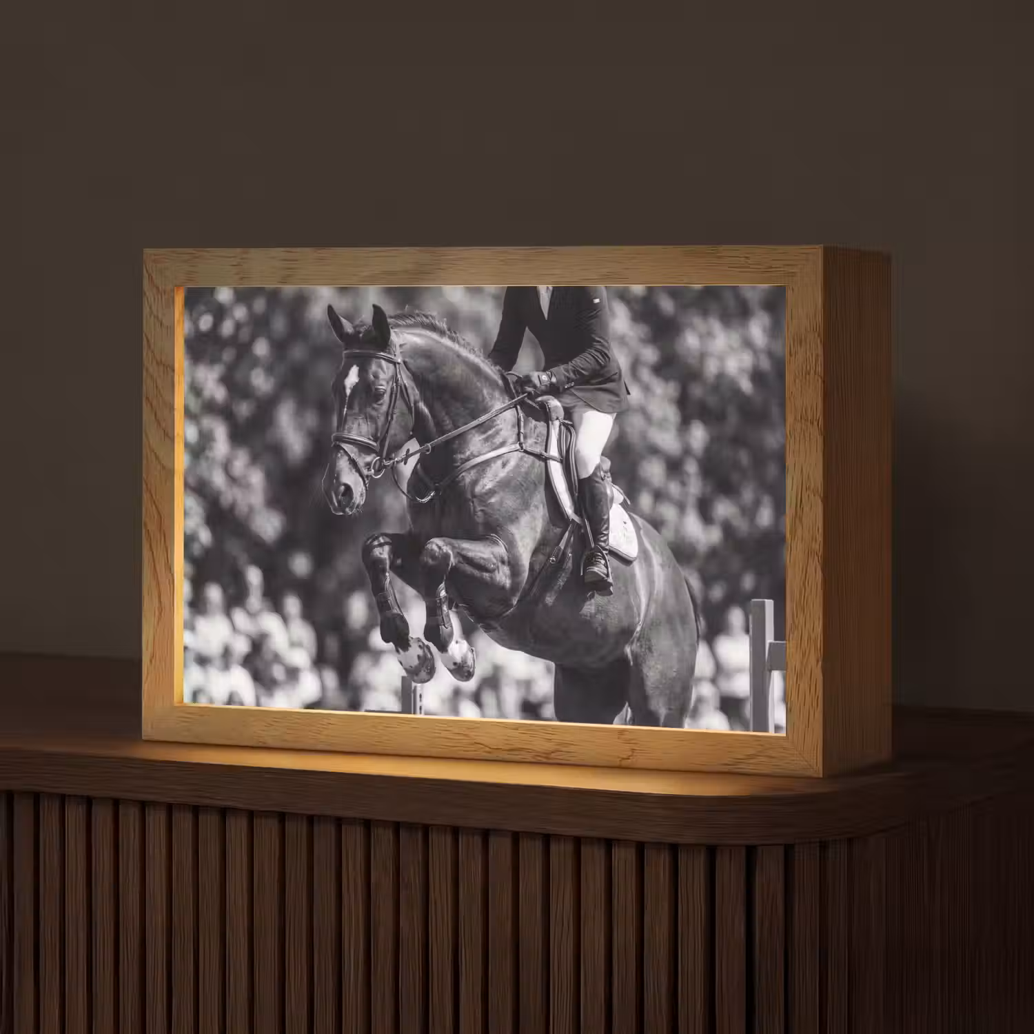 Springen - Paard - Zwart - Wit Light Box met kabel (Tafellamp) klein -z3d_website