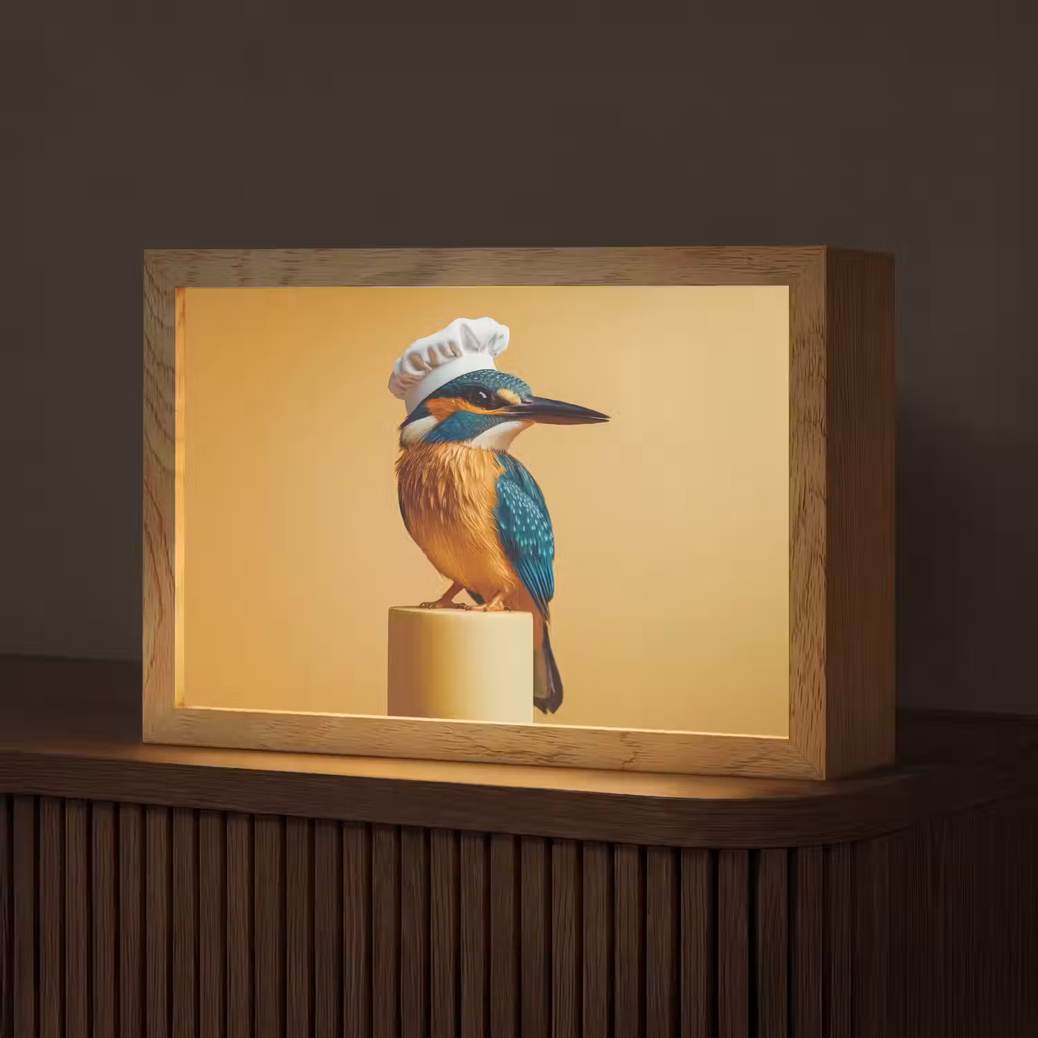 Ijsvogel - Pilaar - Koksmuts - Vogel Light Box met kabel (Tafellamp) klein -z3d_website