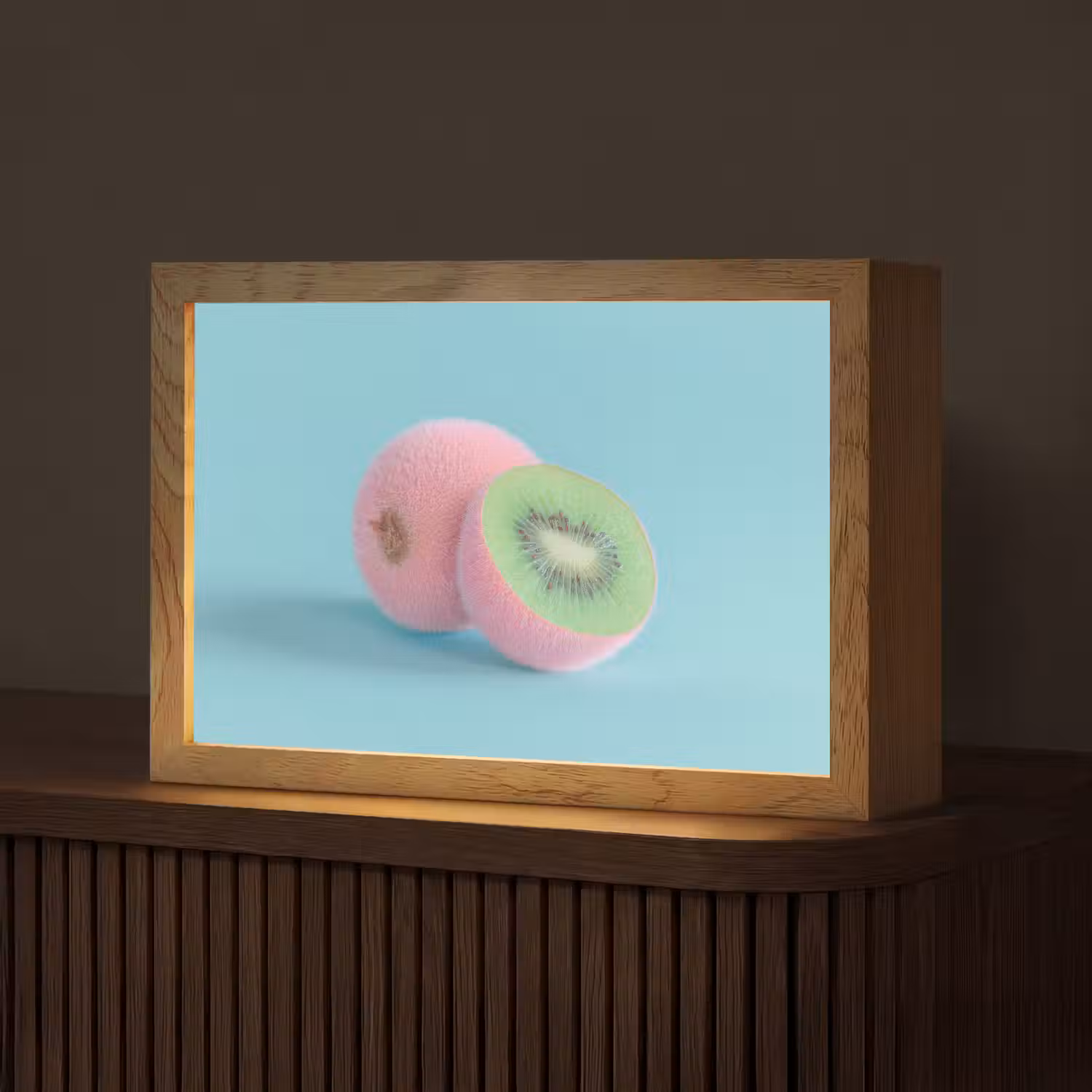 Kiwi - Blauw - Surrealistisch Light Box met kabel (Tafellamp) klein -z3d_website