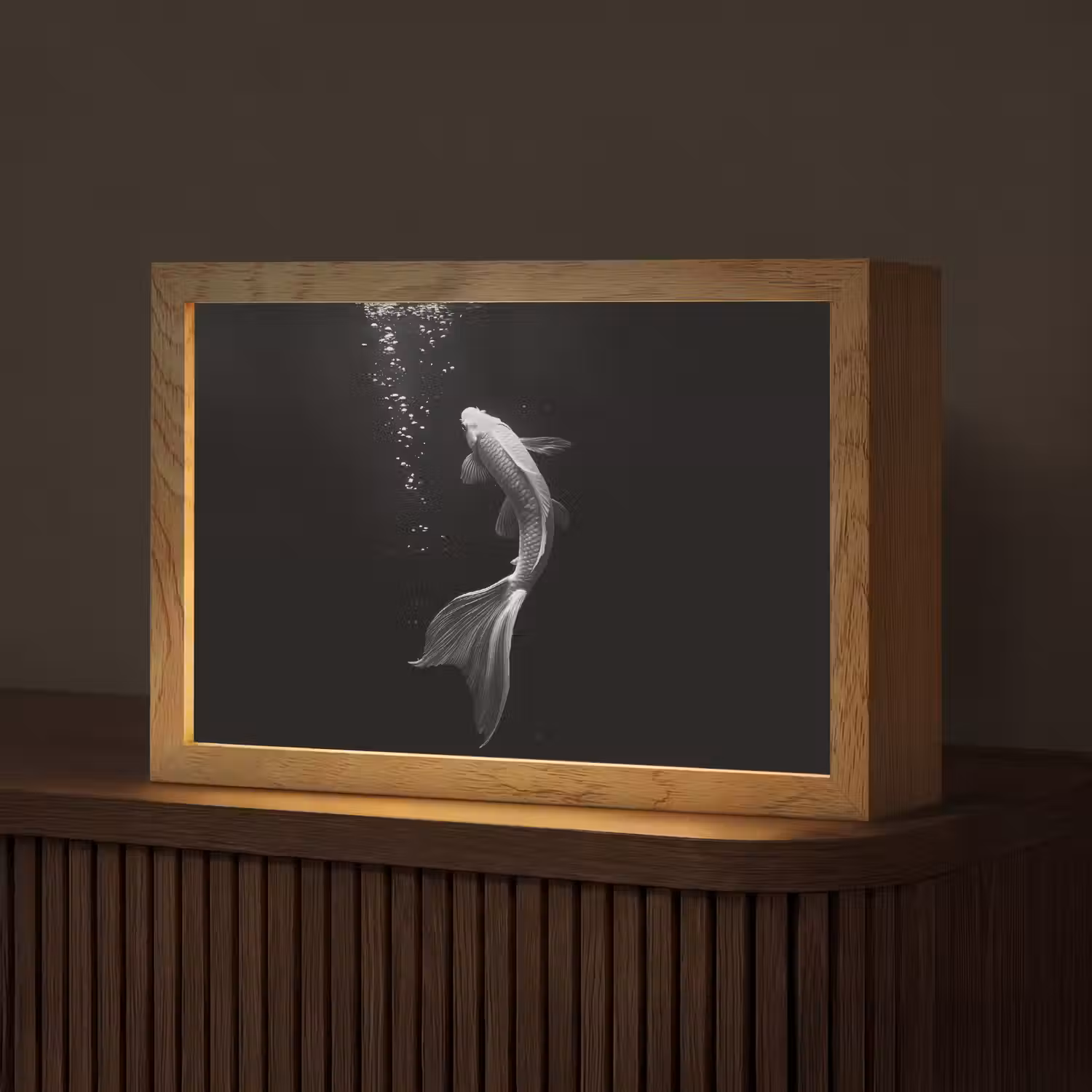 Koi - Vis - Wit - Zwart Light Box met kabel (Tafellamp) klein -z3d_website