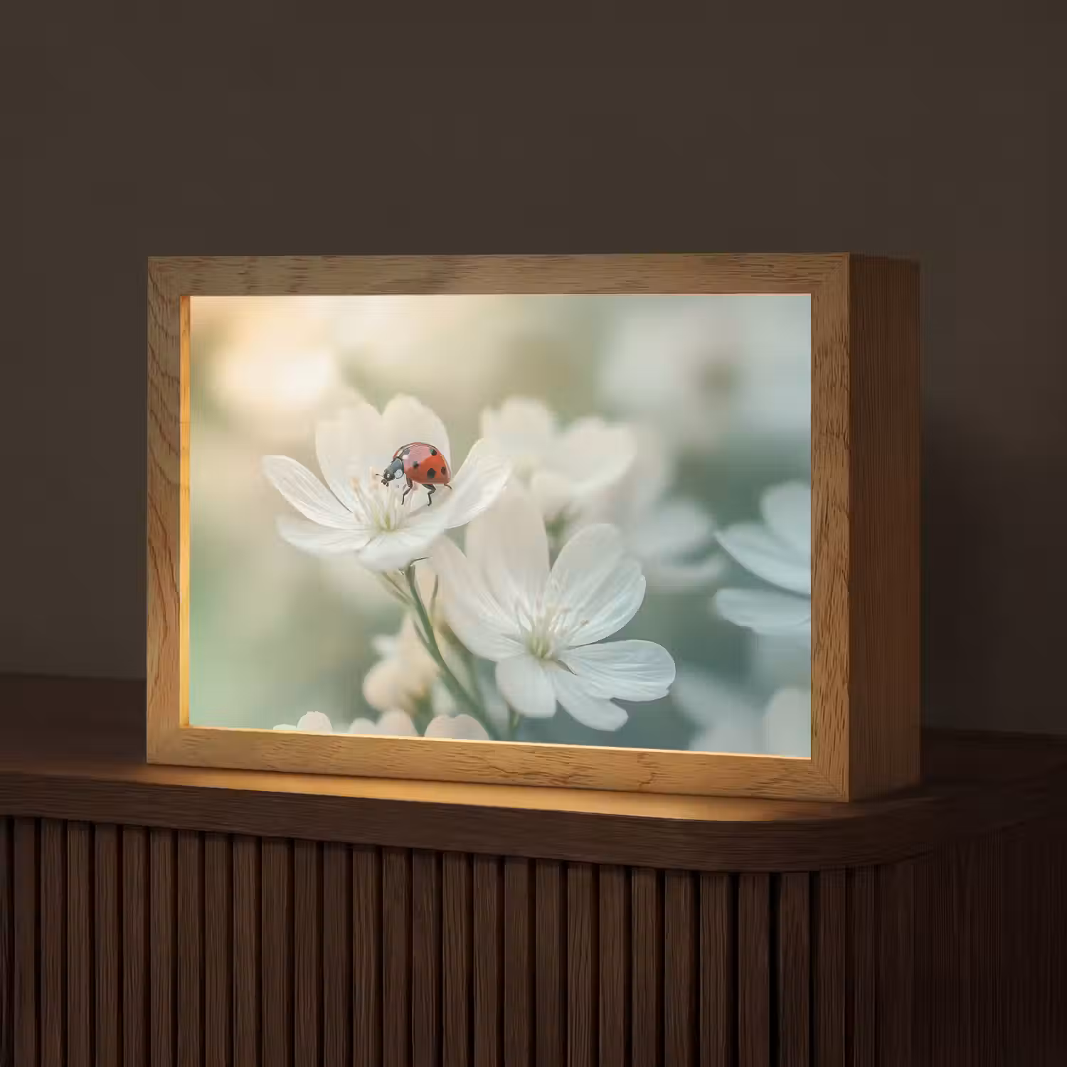 Lieveheersbeestje - Bloemen - Wit Light Box met kabel (Tafellamp) klein -z3d_website