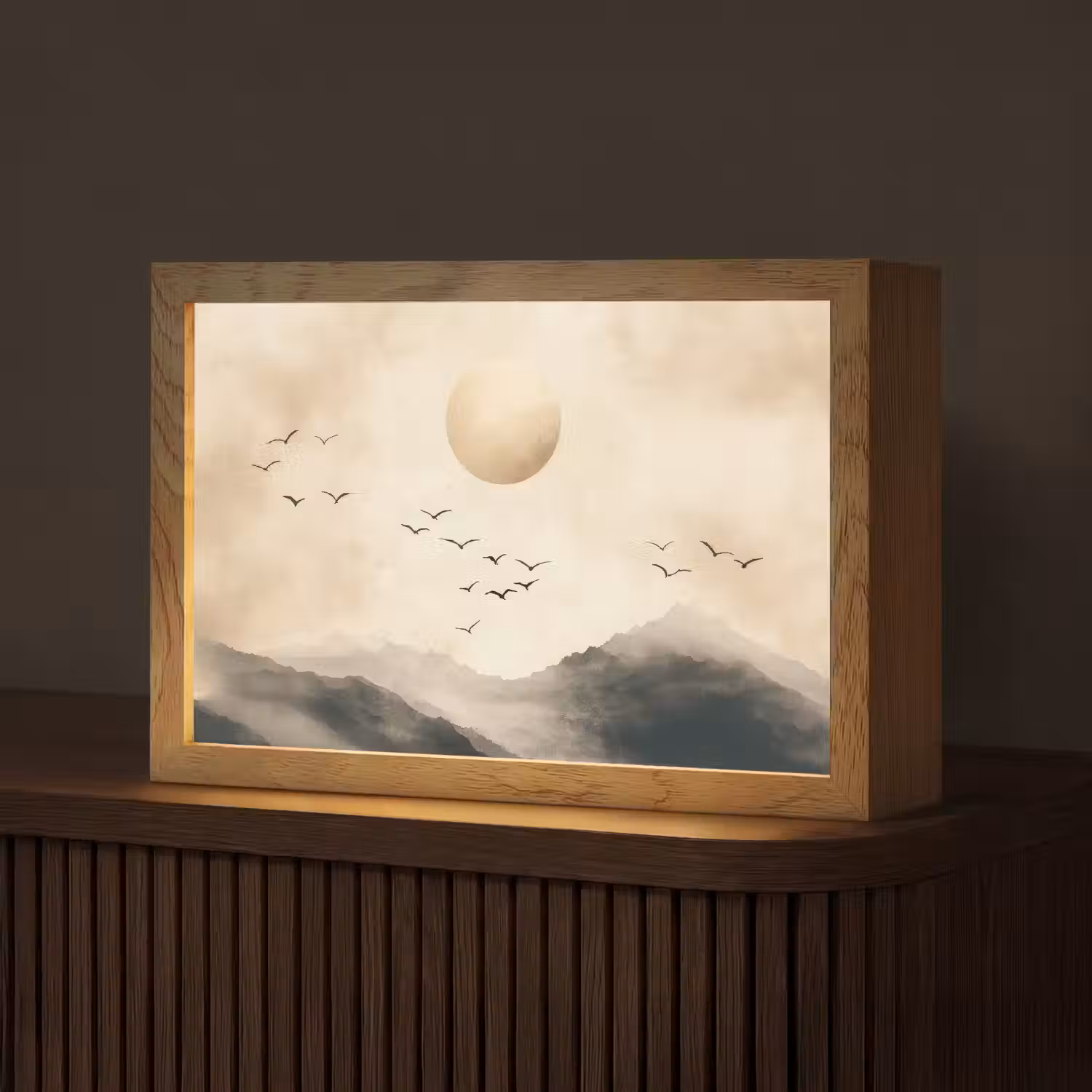 Landschap - Japandi - vogel Light Box met kabel (Tafellamp) klein -z3d_website