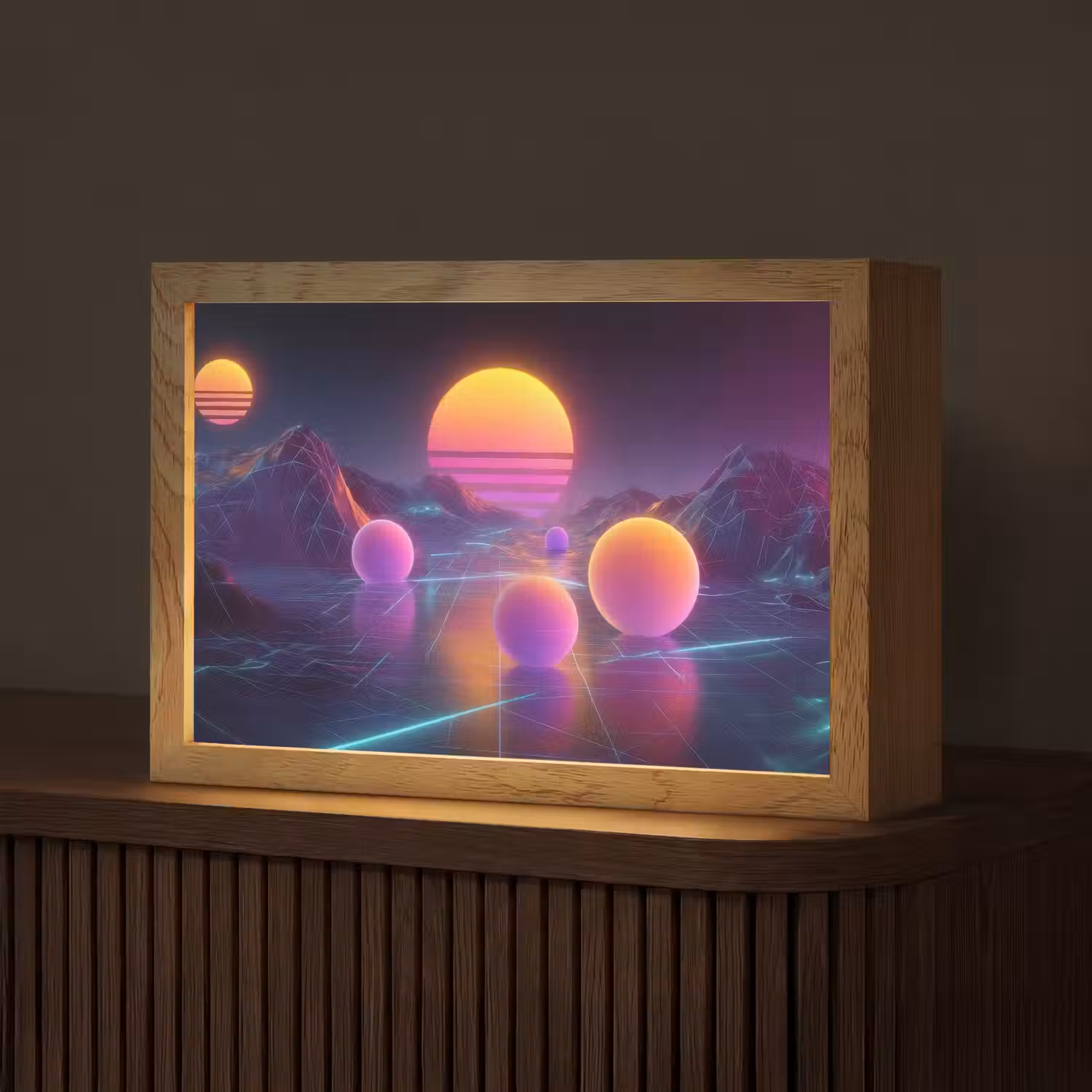 Landschap - Bergen - Bollen - Licht Light Box met kabel (Tafellamp) klein -z3d_website
