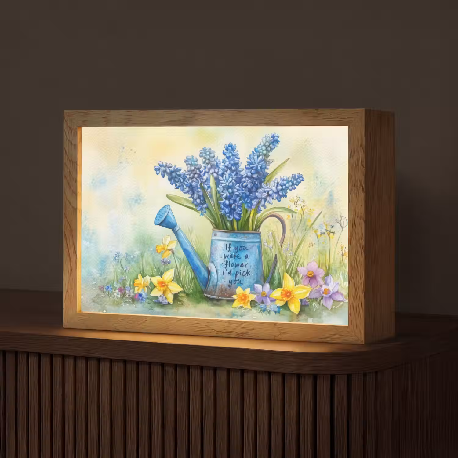 Lavendelbloemen - Quote - Gieter Light Box met kabel (Tafellamp) klein -z3d_website