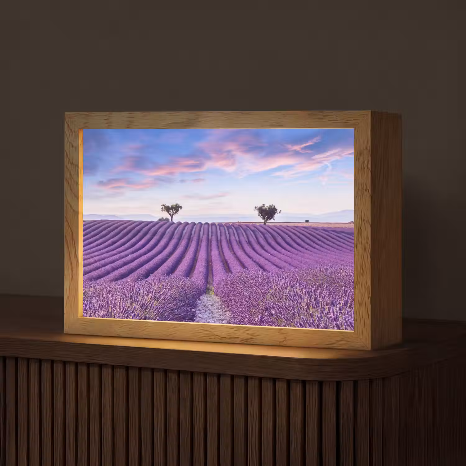 Lavendel - Natuur - Paars - Bomen - Bloemen Light Box met kabel (Tafellamp) klein -z3d_website