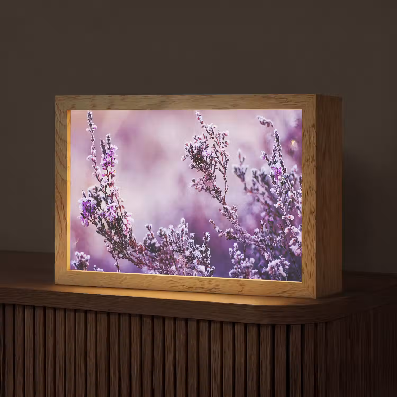 Lavendel - Winter - Bloemen - Paars Light Box met kabel (Tafellamp) klein -z3d_website
