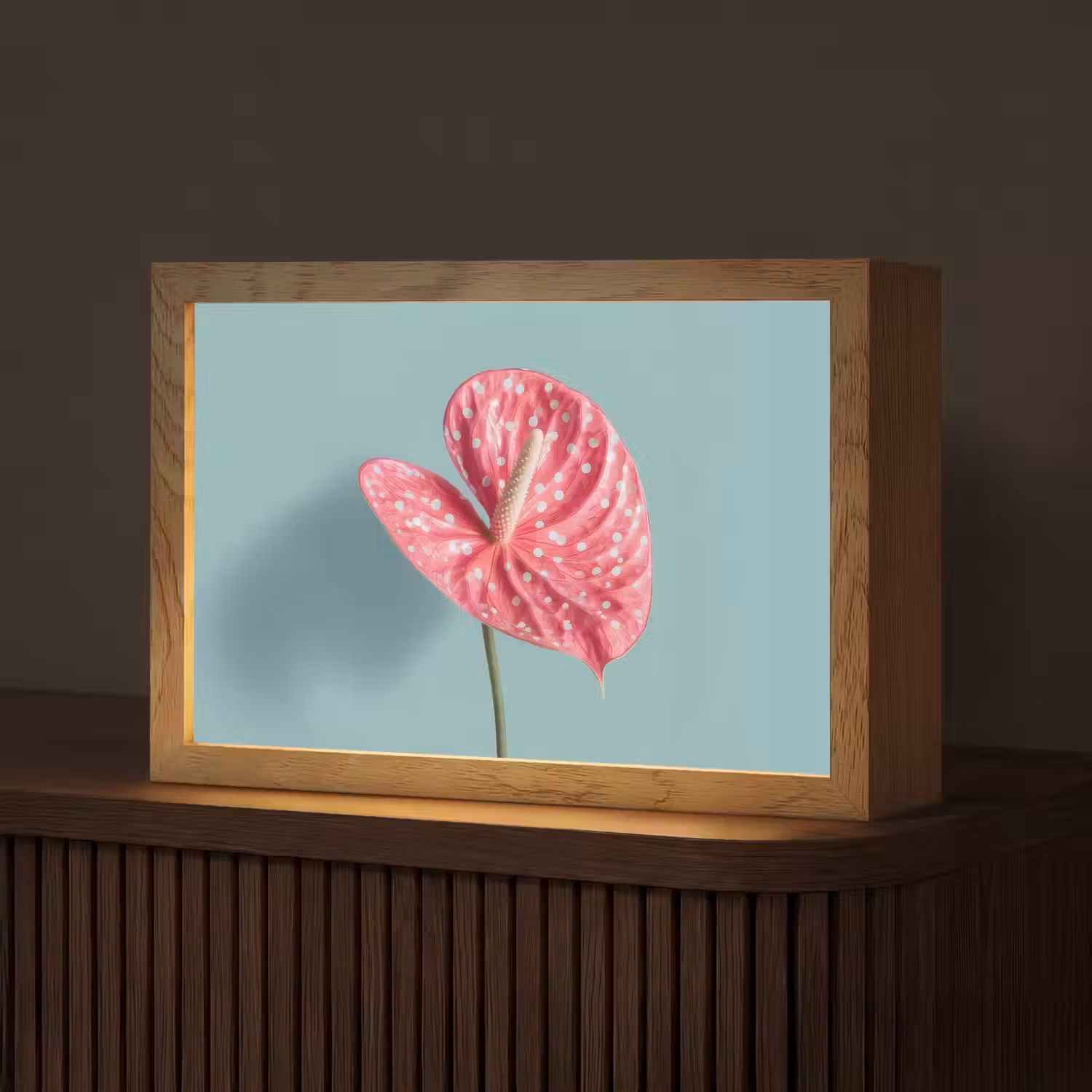 Blad - Anthurium - Stippen - Roze Light Box met kabel (Tafellamp) klein -z3d_website