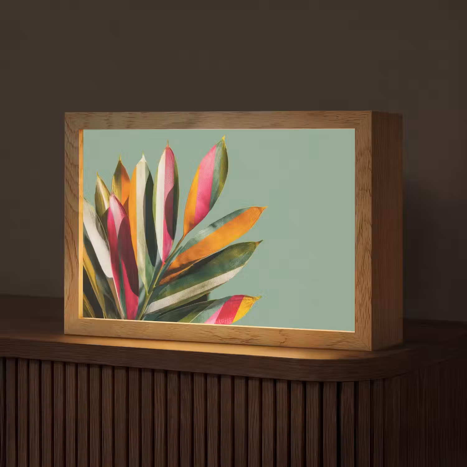 Bladeren - Tak - Kleurrijk Light Box met kabel (Tafellamp) klein -z3d_website