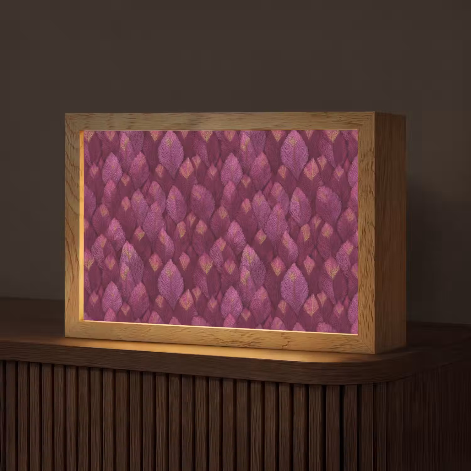 Bladeren - Patroon - Burgundy Light Box met kabel (Tafellamp) klein 924 -z3d_website