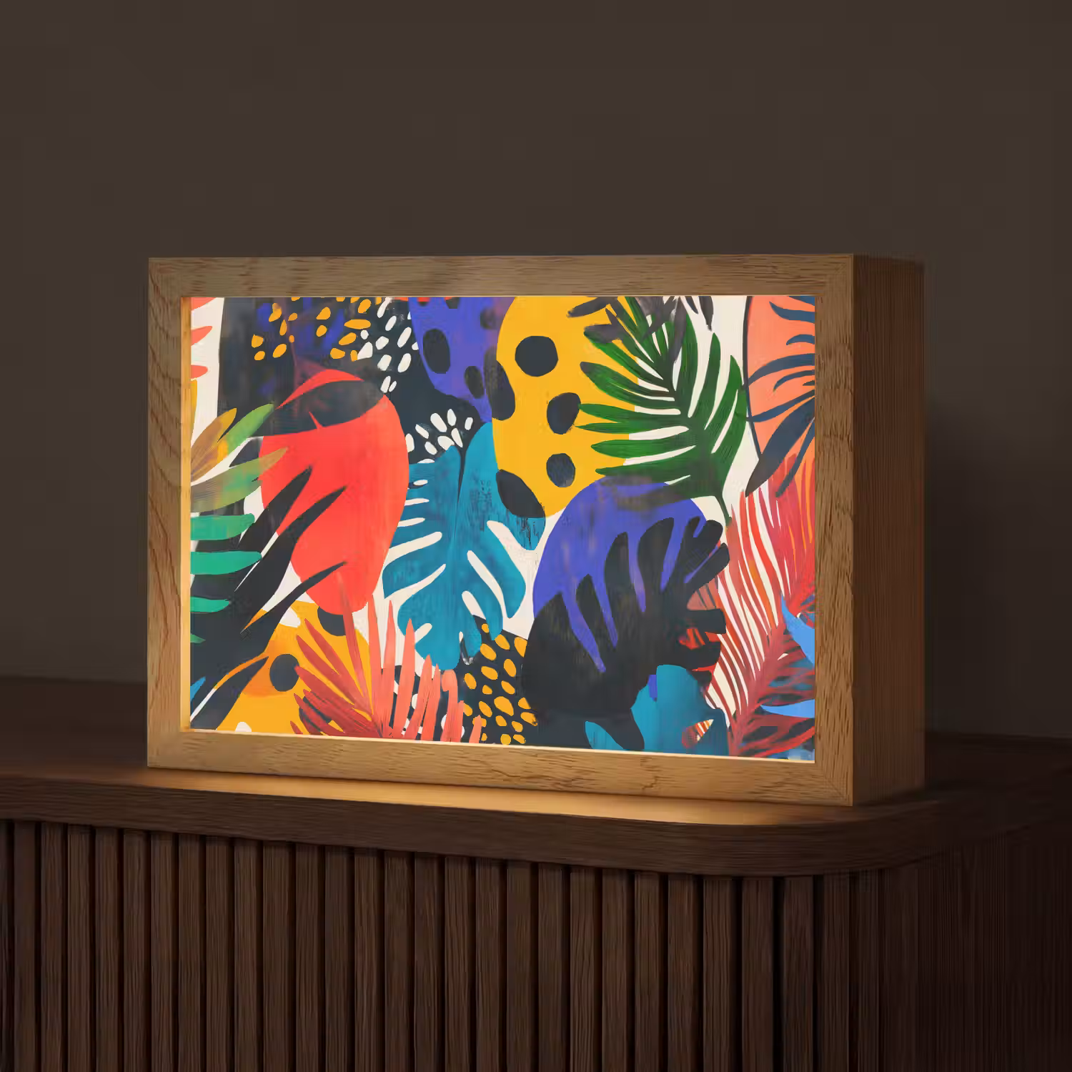 Bladeren - Vormen - Abstract - Kleurrijk Light Box met kabel (Tafellamp) klein -z3d_website