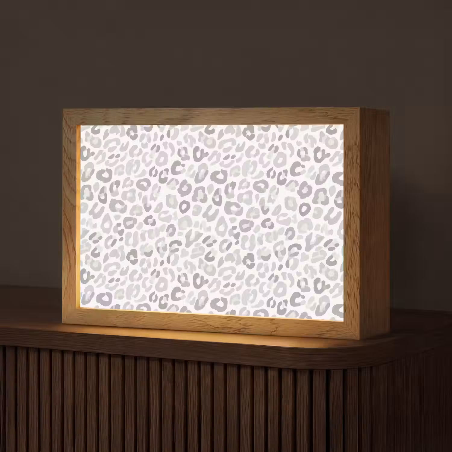 Luipaard - Motief - Grijs Light Box met kabel (Tafellamp) klein 924 -z3d_website