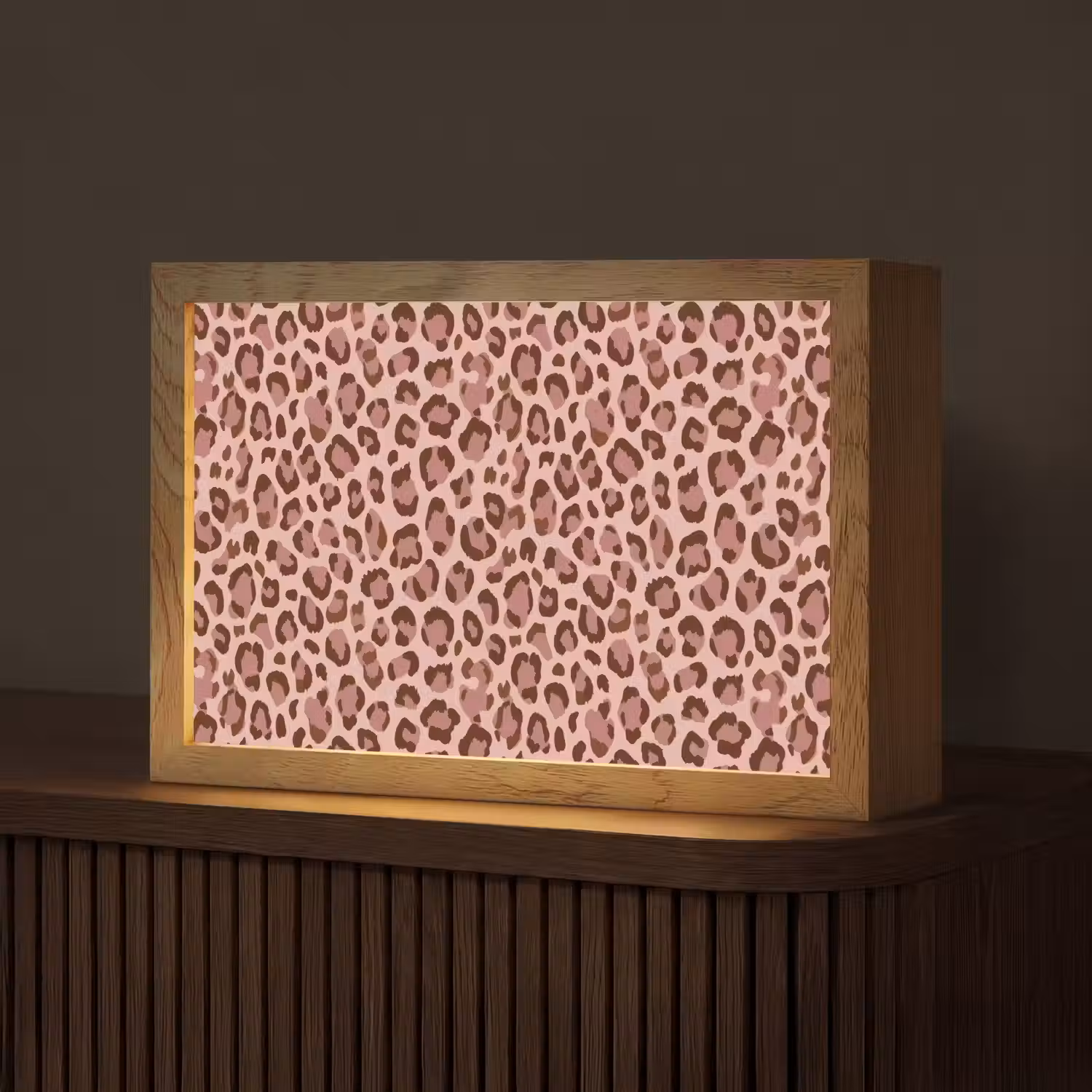 Luipaard - Patroon - Roze Light Box met kabel (Tafellamp) klein 924 -z3d_website