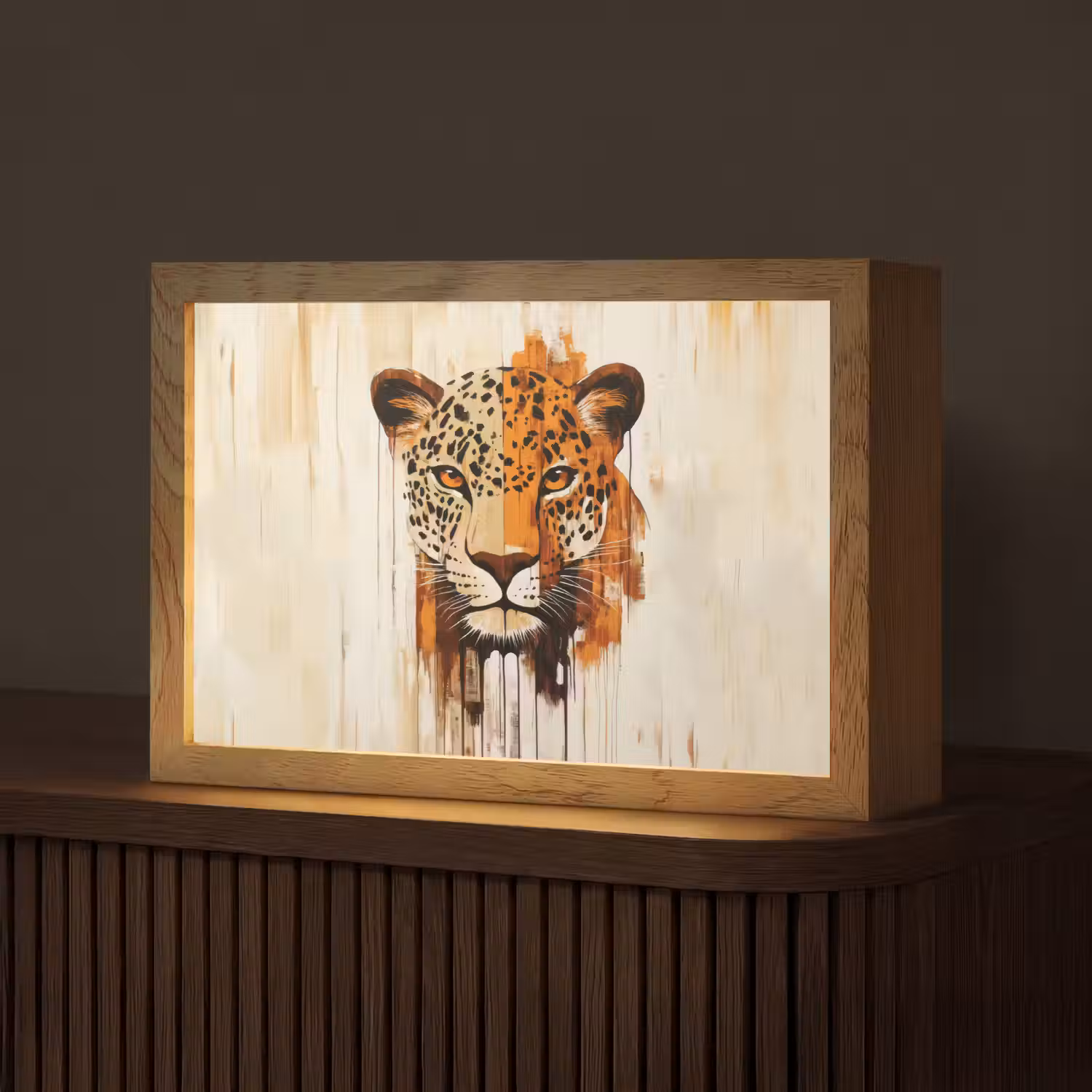 Luipaard - Symmetrisch - Strepen Light Box met kabel (Tafellamp) klein -z3d_website