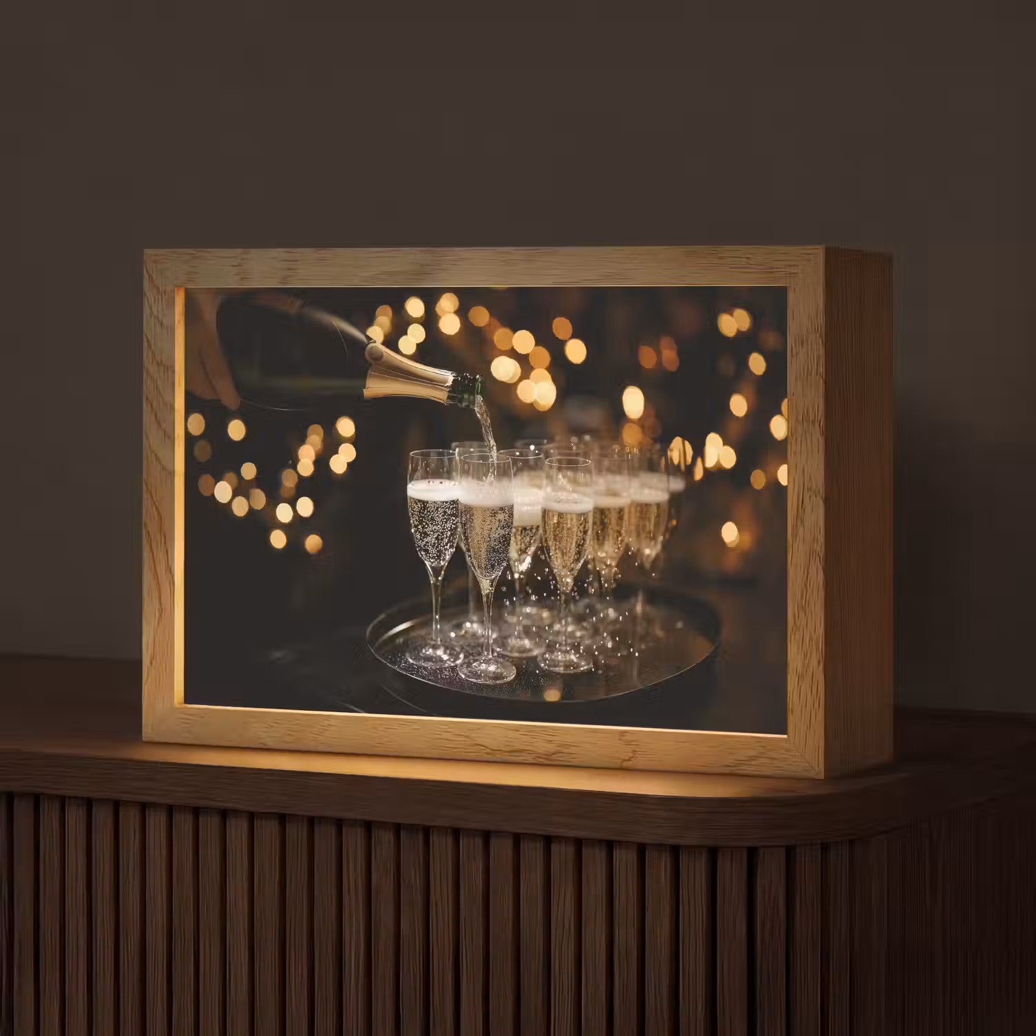 Lichtjes - Champagne - Dienblad - Glazen Light Box met kabel (Tafellamp) klein -z3d_website