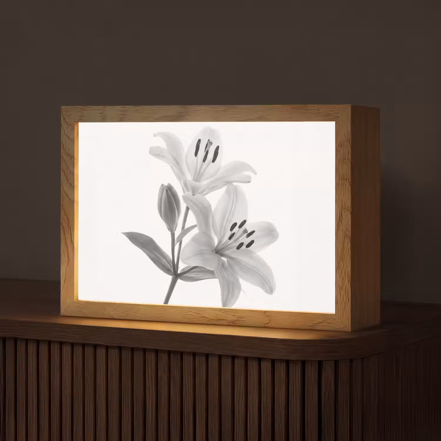 Lelies - Elegant - Zwart - Wit Light Box met kabel (Tafellamp) klein -z3d_website