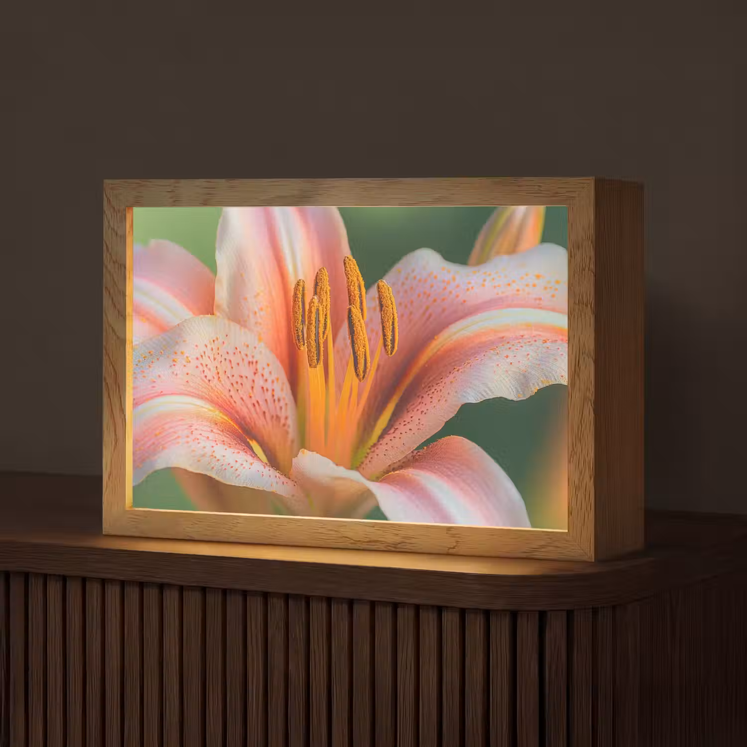 Lelie - Close up - Lichtroze Light Box met kabel (Tafellamp) klein -z3d_website