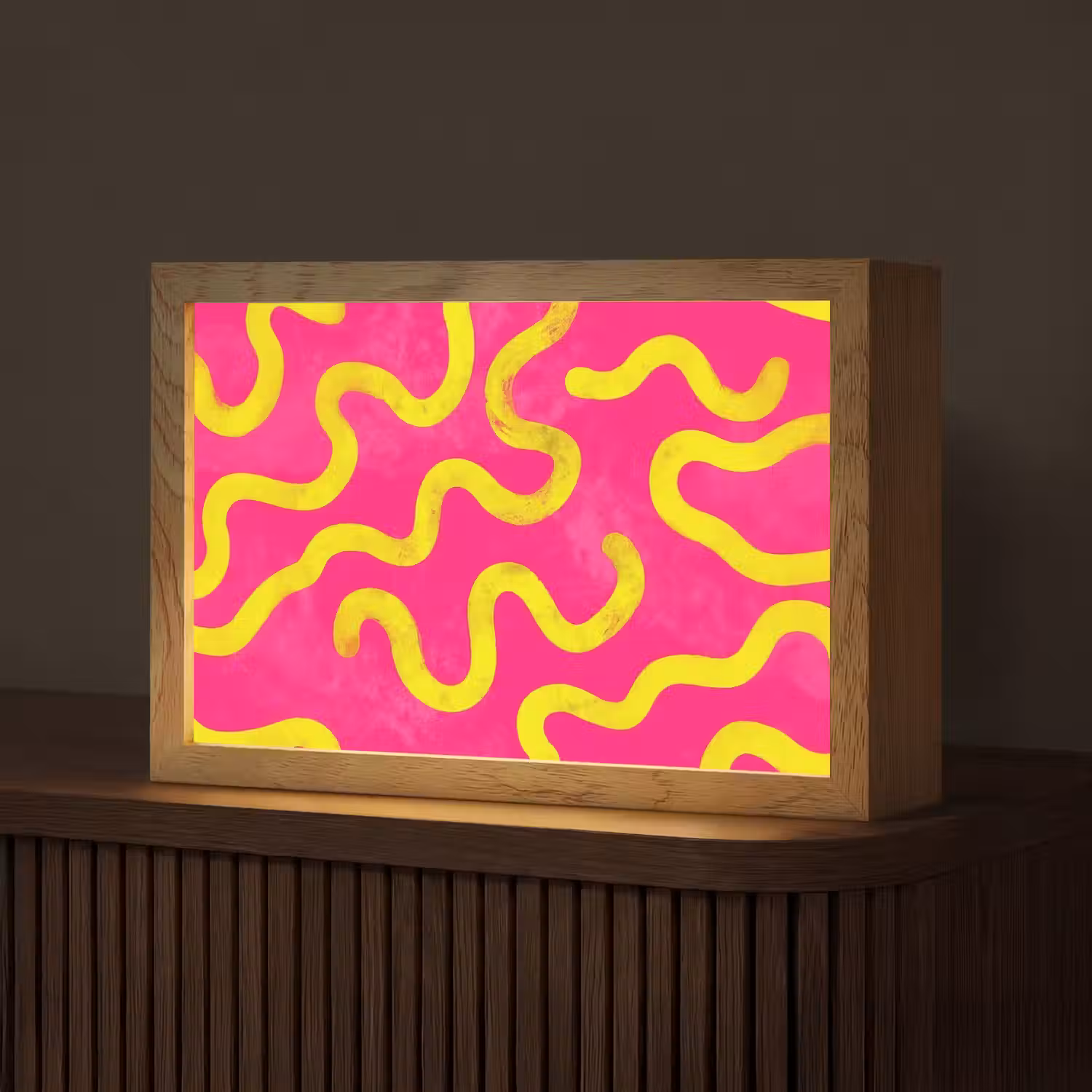 Lijn - Geel - Abstract Light Box met kabel (Tafellamp) klein -z3d_website