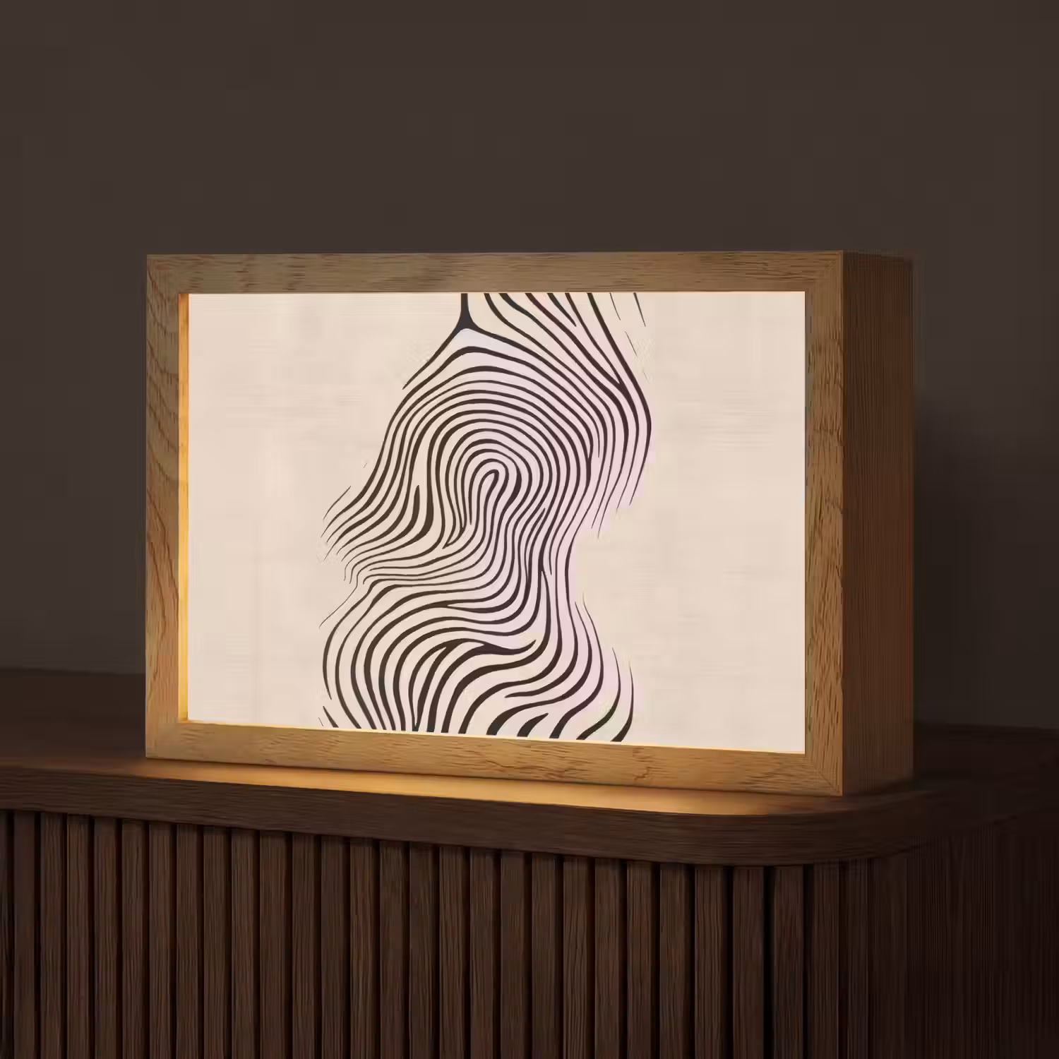 Lijnen - Abstract - Golvend - Zwart Light Box met kabel (Tafellamp) klein -z3d_website