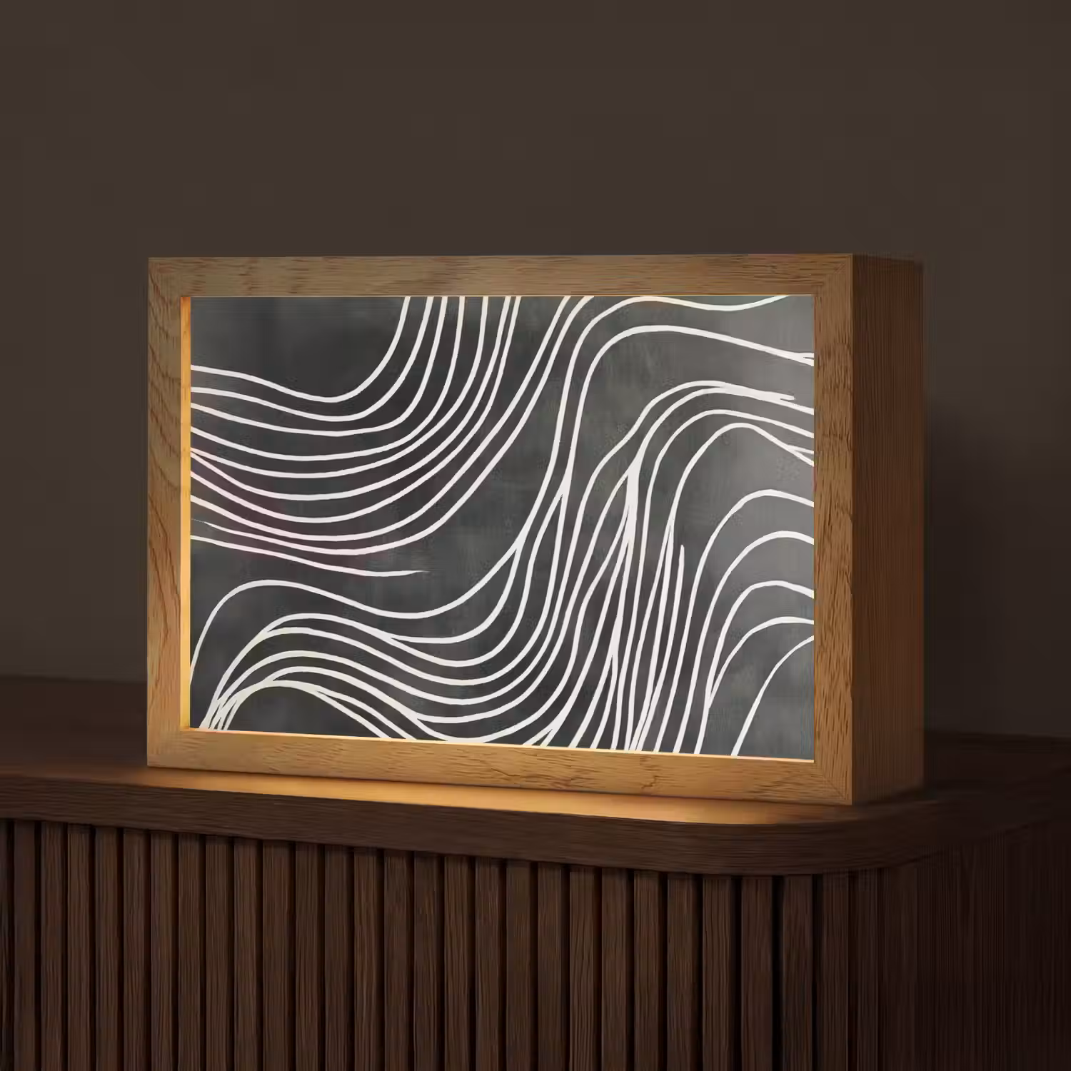 Lijnen - Patroon - Abstract - Wit Light Box met kabel (Tafellamp) klein -z3d_website