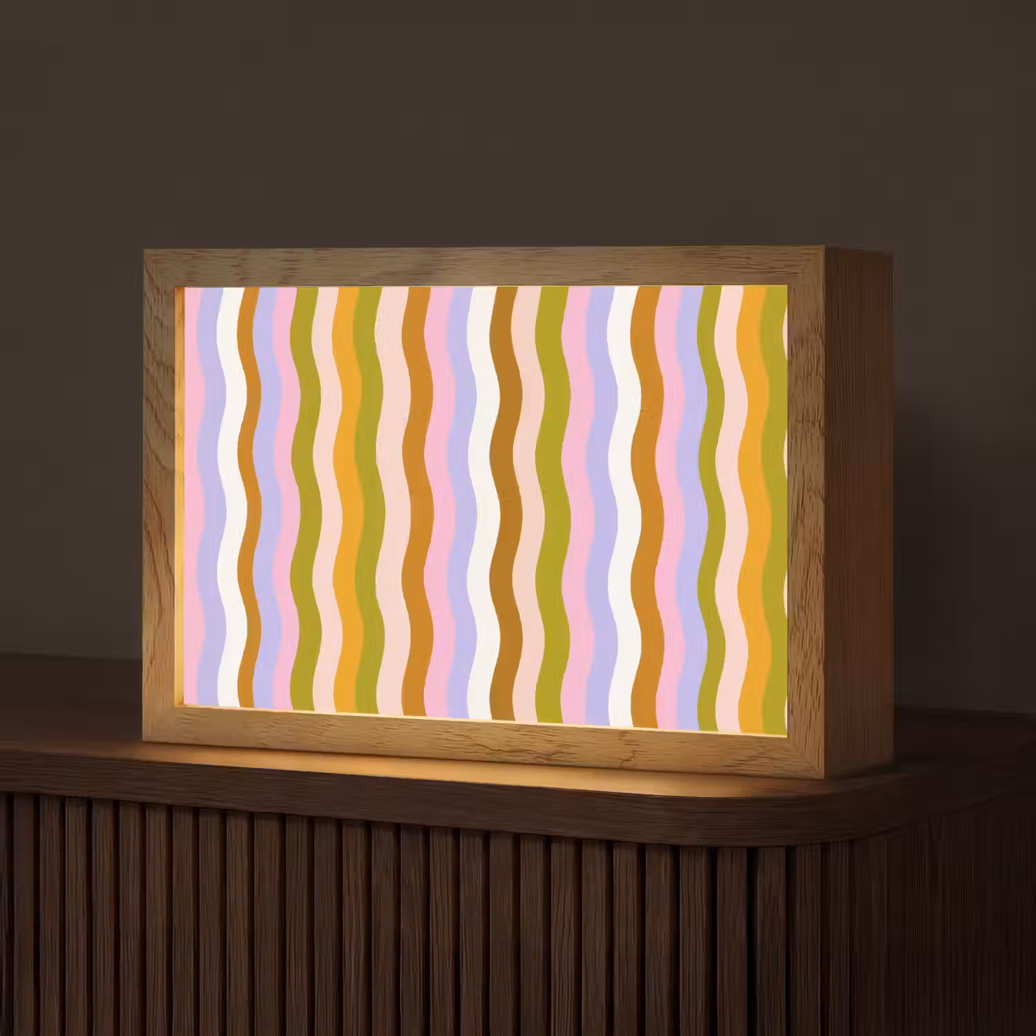 lijnen - Golven - Pastelkleuren - Patroon Light Box met kabel (Tafellamp) klein -z3d_website