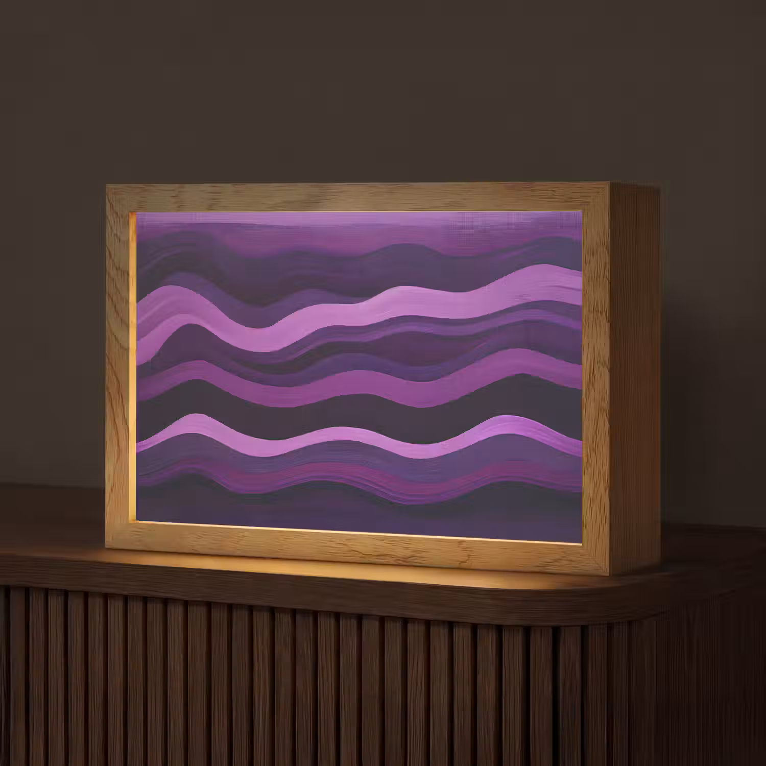 Lijnen - Golven - Paars - Abstract Light Box met kabel (Tafellamp) klein -z3d_website
