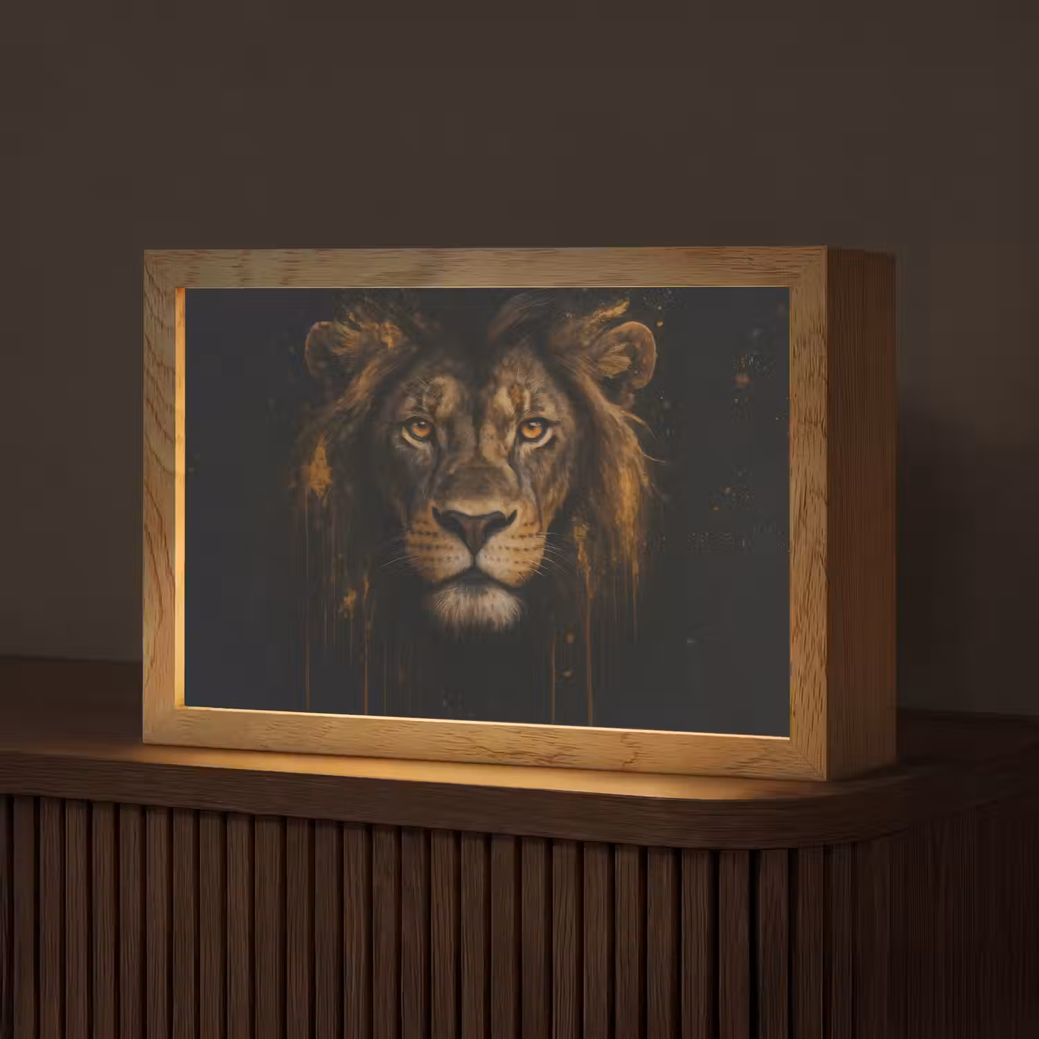 Leeuw - Goud - Druppels Light Box met kabel (Tafellamp) klein -z3d_website