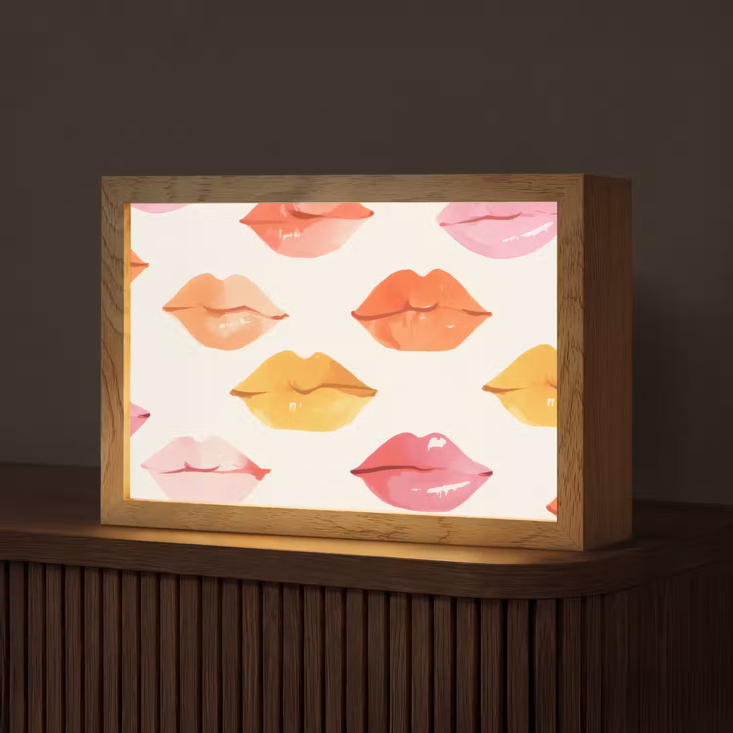 Lippen - Kleurrijk - Glanzend Light Box met kabel (Tafellamp) klein -z3d_website