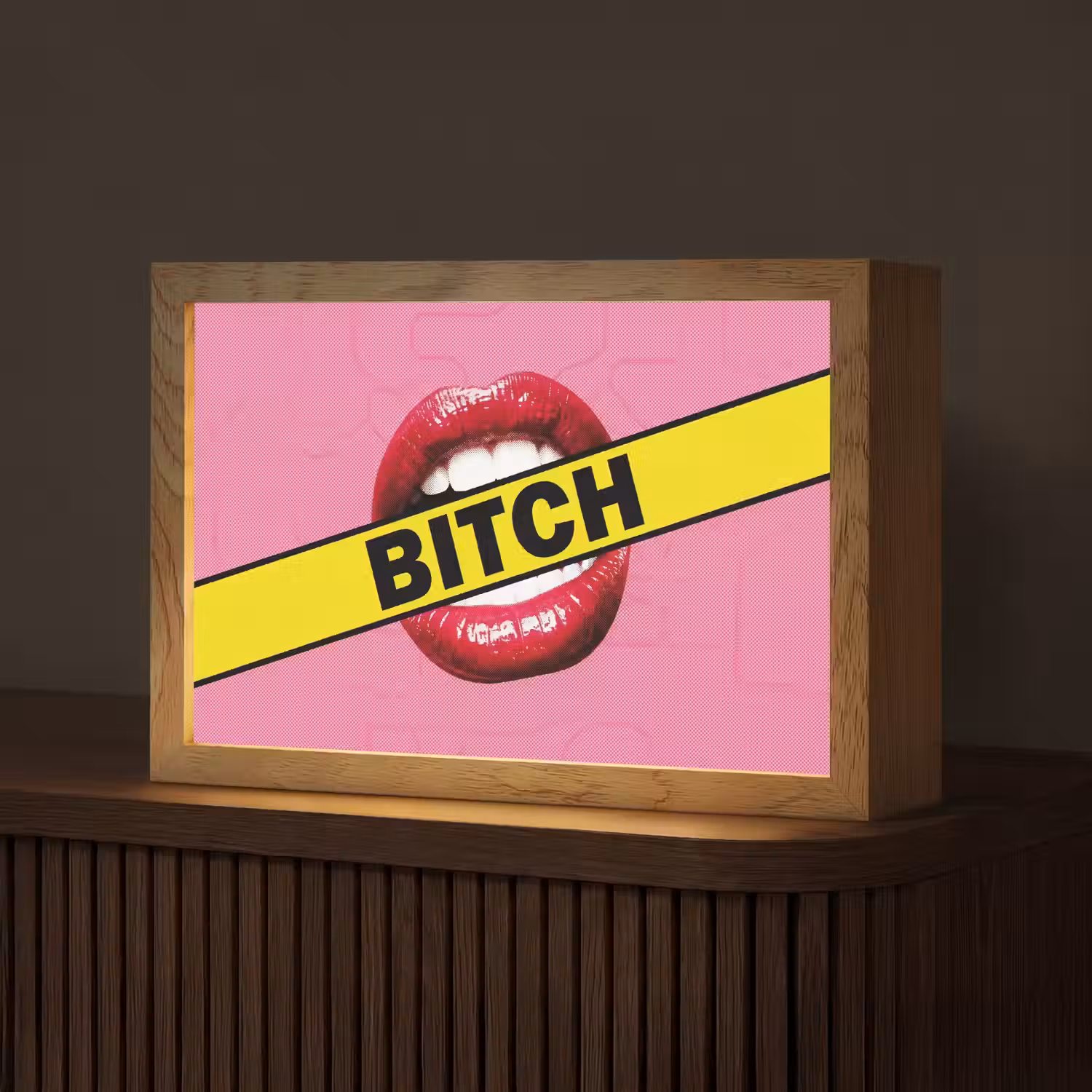 Lippen - Tekst - Kleurrijk Light Box met kabel (Tafellamp) klein -z3d_website
