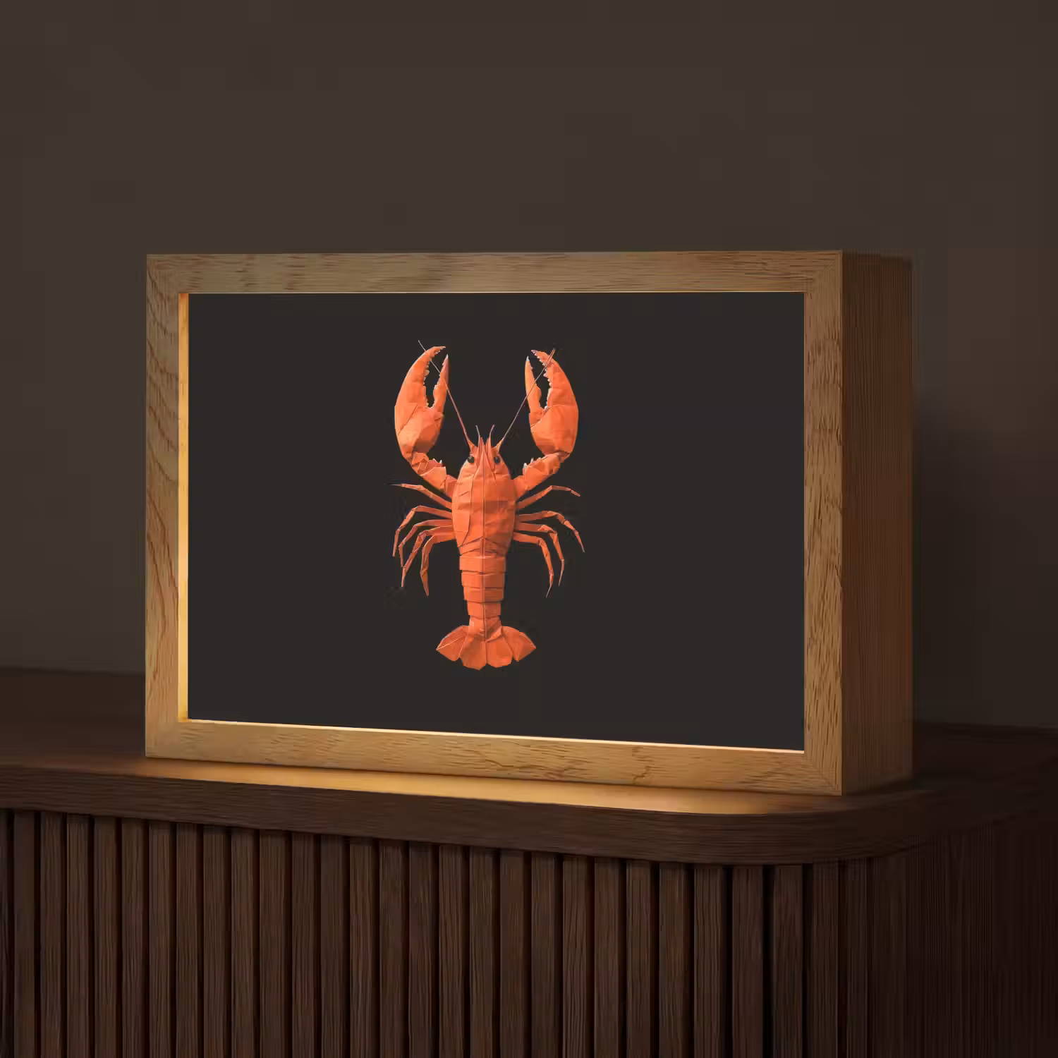 Kreeft - Papier - Origami papier - Rood Light Box met kabel (Tafellamp) klein -z3d_website