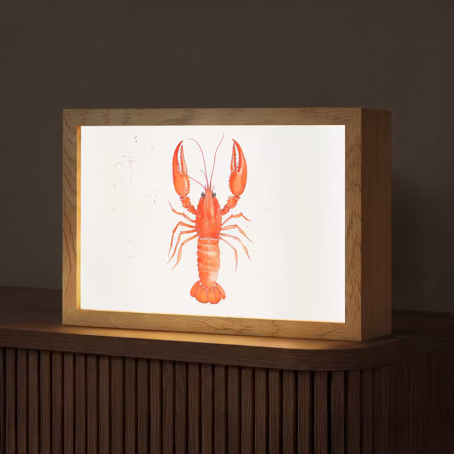 Kreeft - Waterverf - Aquarel - Oranje Light Box met kabel (Tafellamp) klein -z3d_website
