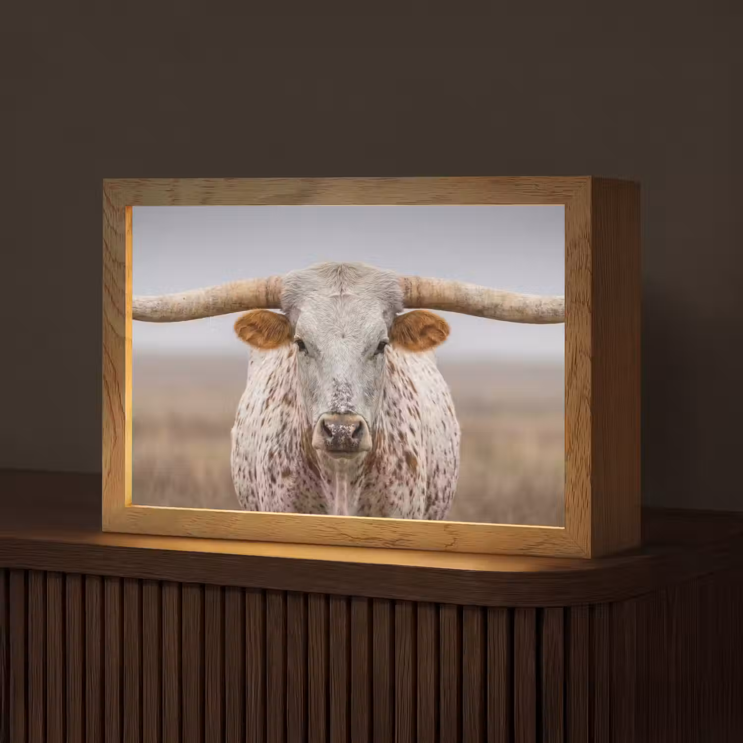 Longhorn - Grasveld - Dier Light Box met kabel (Tafellamp) klein -z3d_website