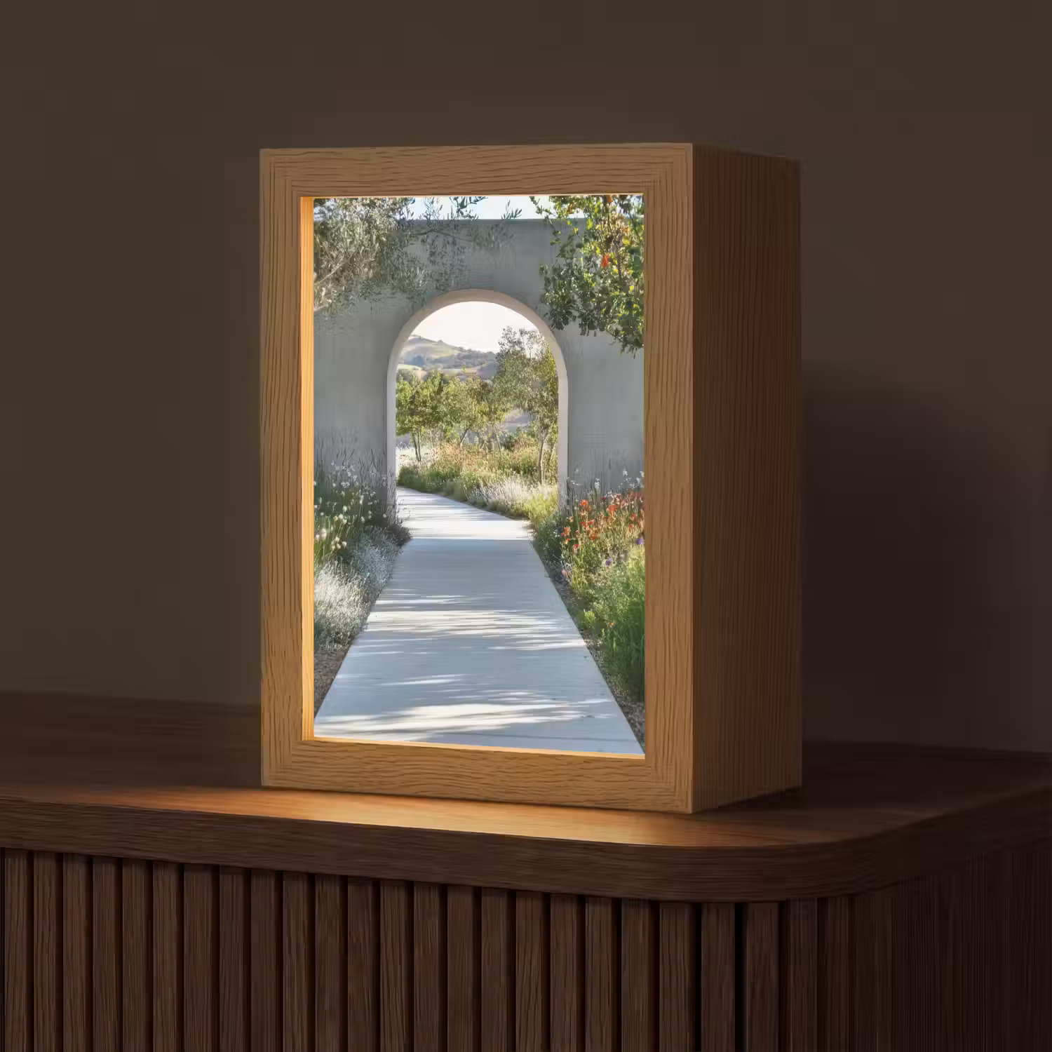 Doorkijk - Pad - Beton - Landschap Light Box met kabel (Tafellamp) klein -z3d_website