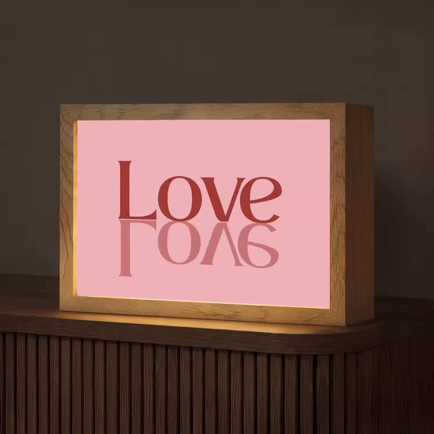 Love - Roze - Spiegeling Light Box met kabel (Tafellamp) klein -z3d_website