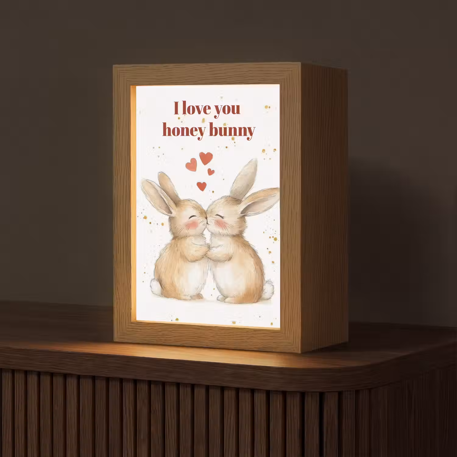 Liefde - Rood - konijn Light Box met kabel (Tafellamp) klein -z3d_website