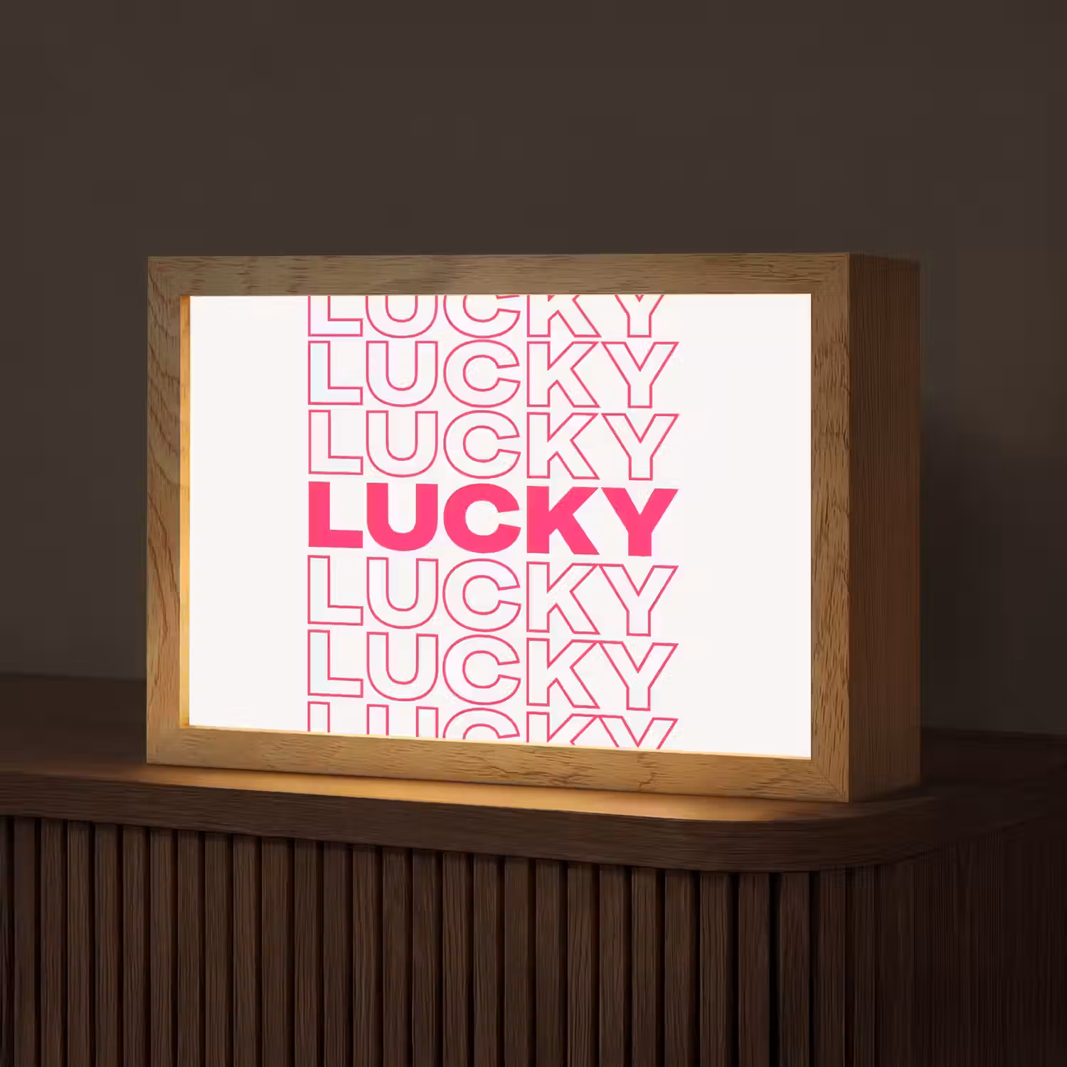 Lucky - Roze - Patroon Light Box met kabel (Tafellamp) klein -z3d_website