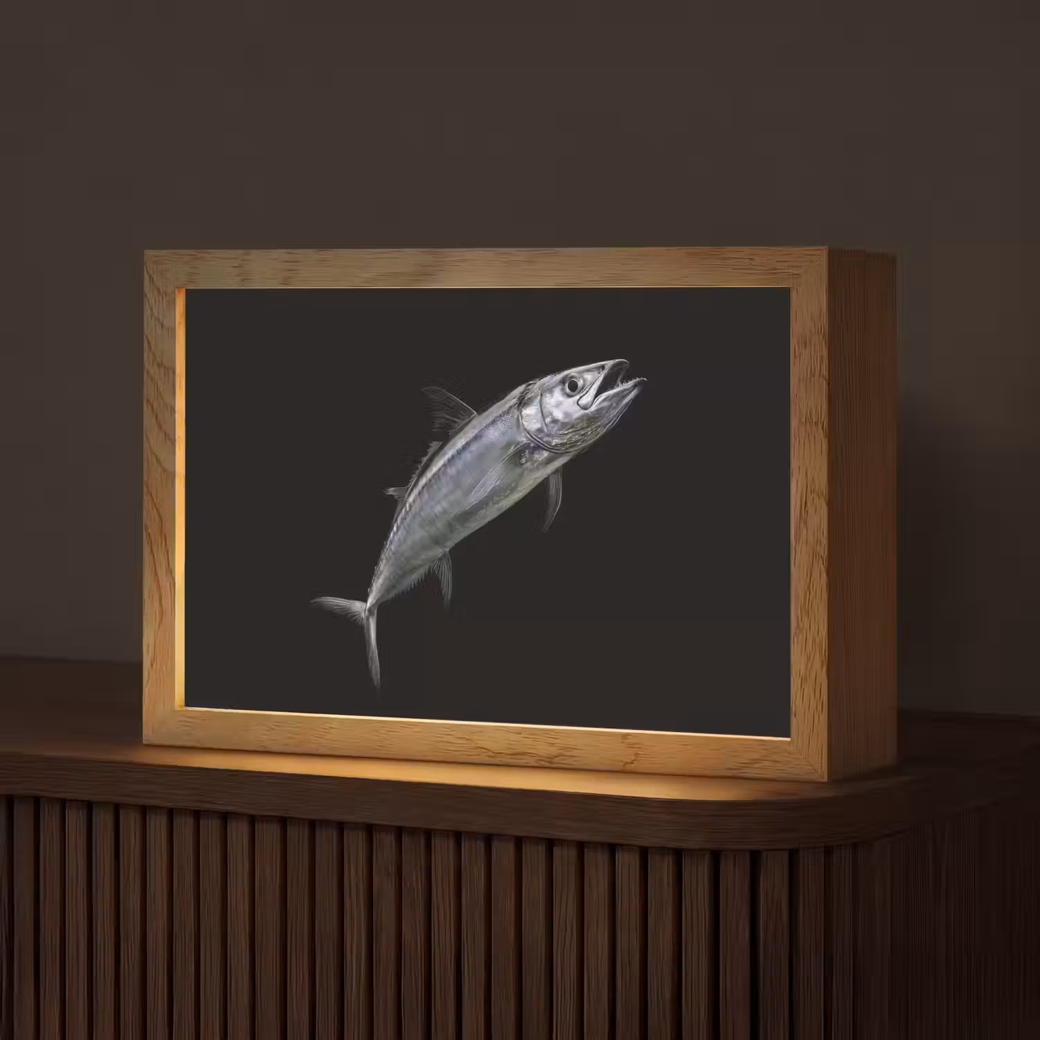 Makreel - Vis - Zwart Light Box met kabel (Tafellamp) klein -z3d_website