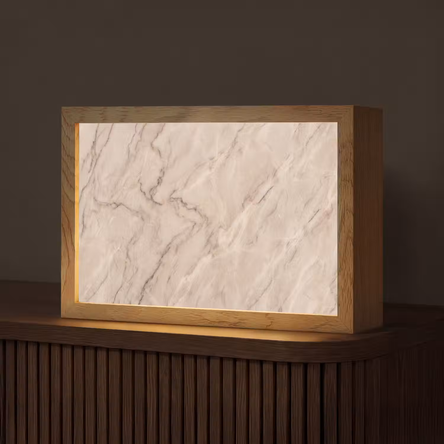 Marmer - Patroon - Abstract - Modern - Beige Light Box met kabel (Tafellamp) klein -z3d_website