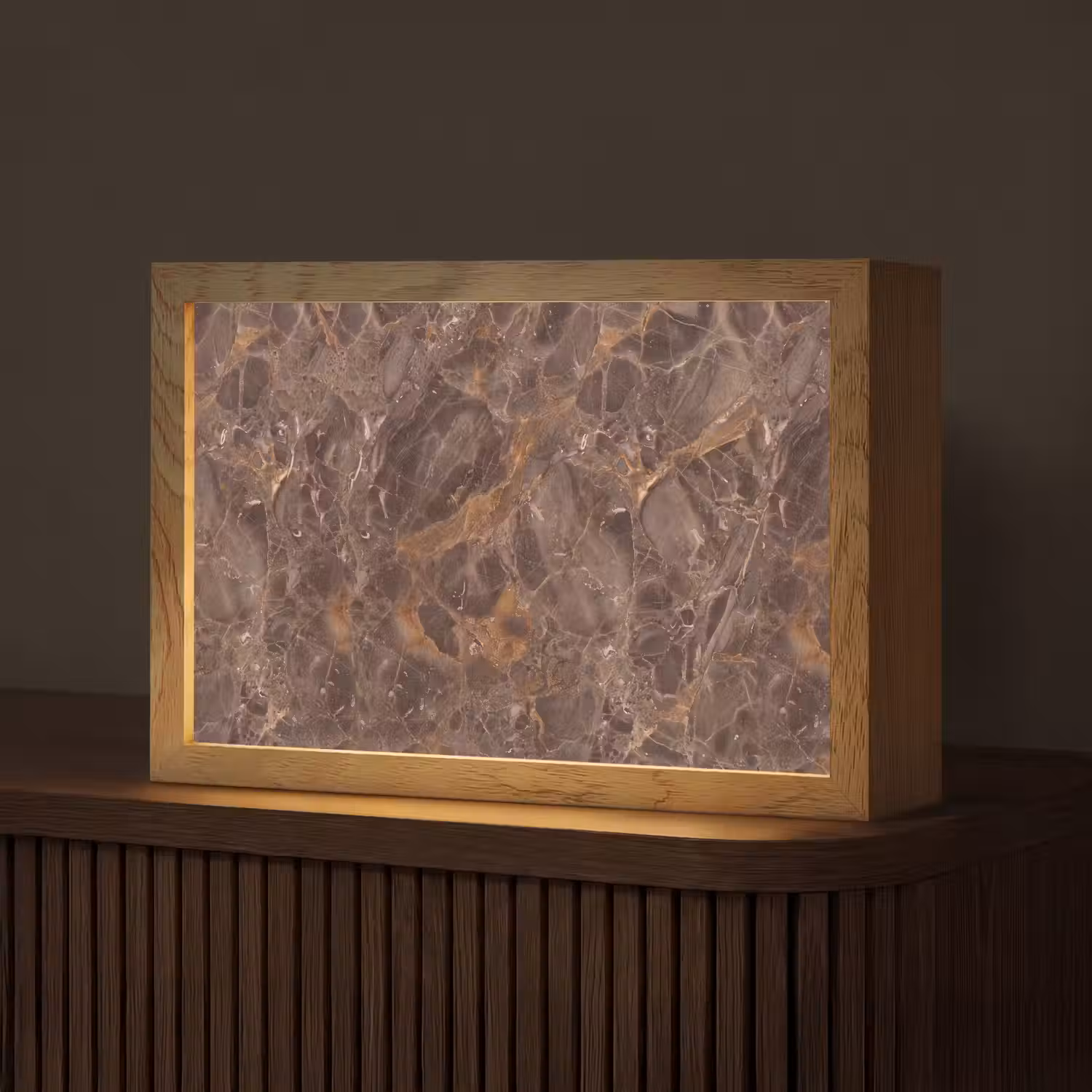 Marmer - Patroon - Natuur - Bruin - Goud Light Box met kabel (Tafellamp) klein -z3d_website