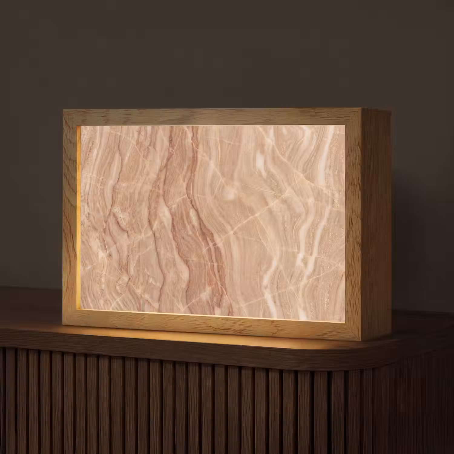 Marmer - Ader - Natuur - Abstract - Beige Light Box met kabel (Tafellamp) klein -z3d_website