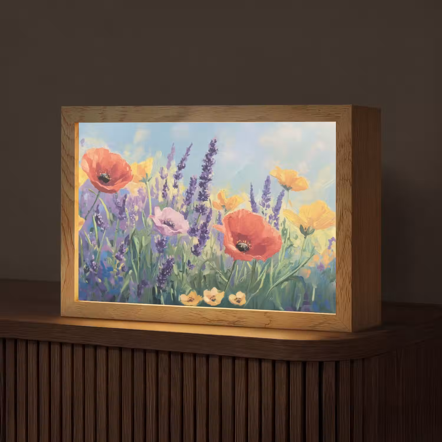 Weide - Bloemen - Kleurrijk Light Box met kabel (Tafellamp) klein -z3d_website