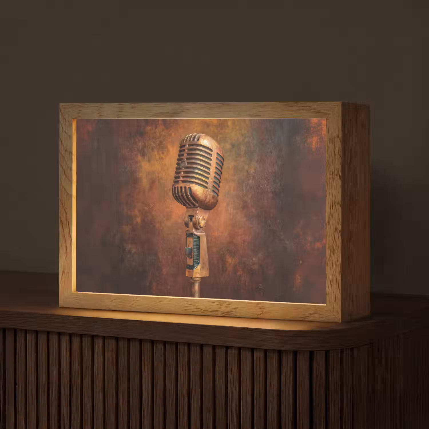 Microfoon - Bruin - Klassiek Light Box met kabel (Tafellamp) klein -z3d_website