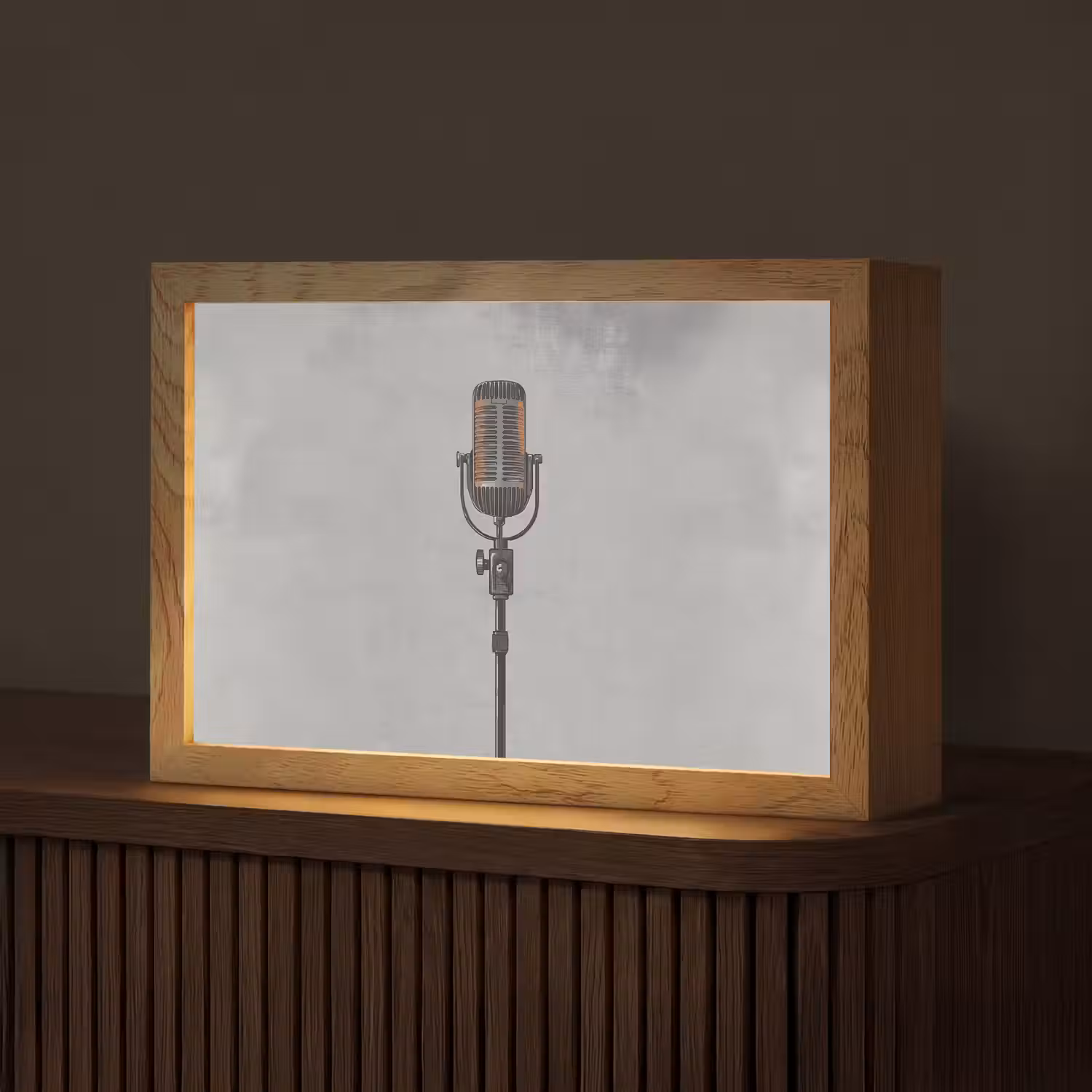 Microfoon - Vintage - Illustratie - Grijs Light Box met kabel (Tafellamp) klein -z3d_website
