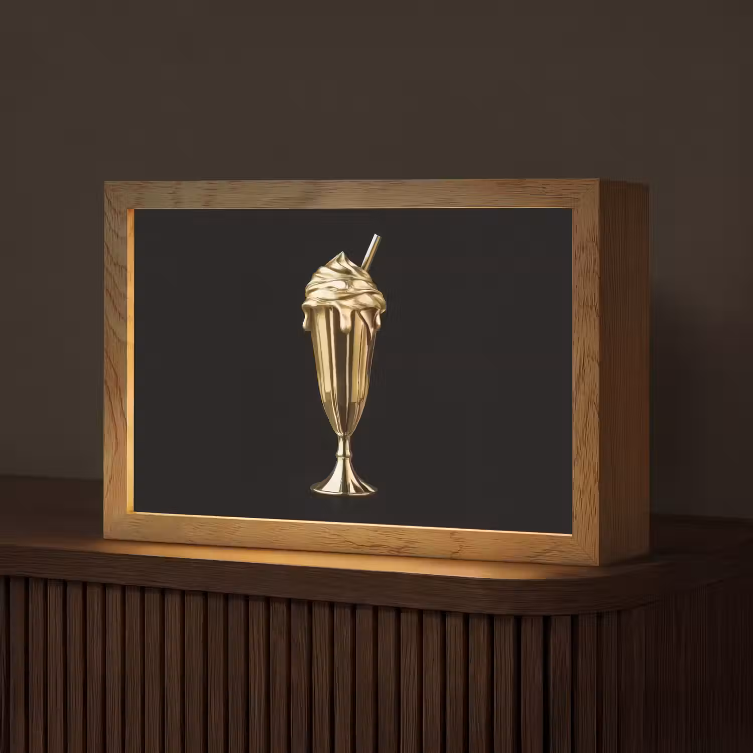 Milkshake - Goud - Drinken - Zwart Light Box met kabel (Tafellamp) klein -z3d_website