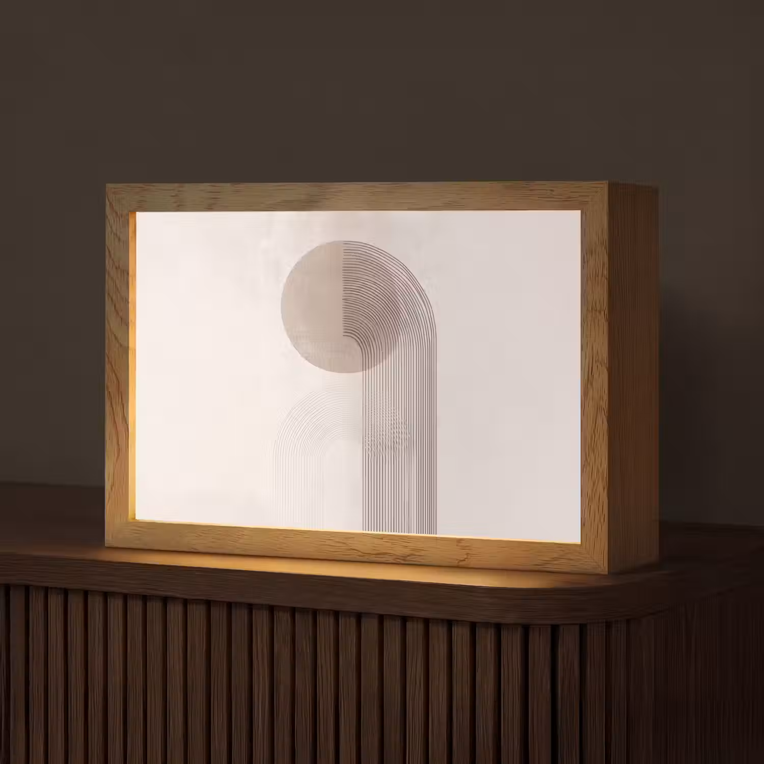 Minimalistisch - Cirkel - Lichtgrijs Light Box met kabel (Tafellamp) klein -z3d_website