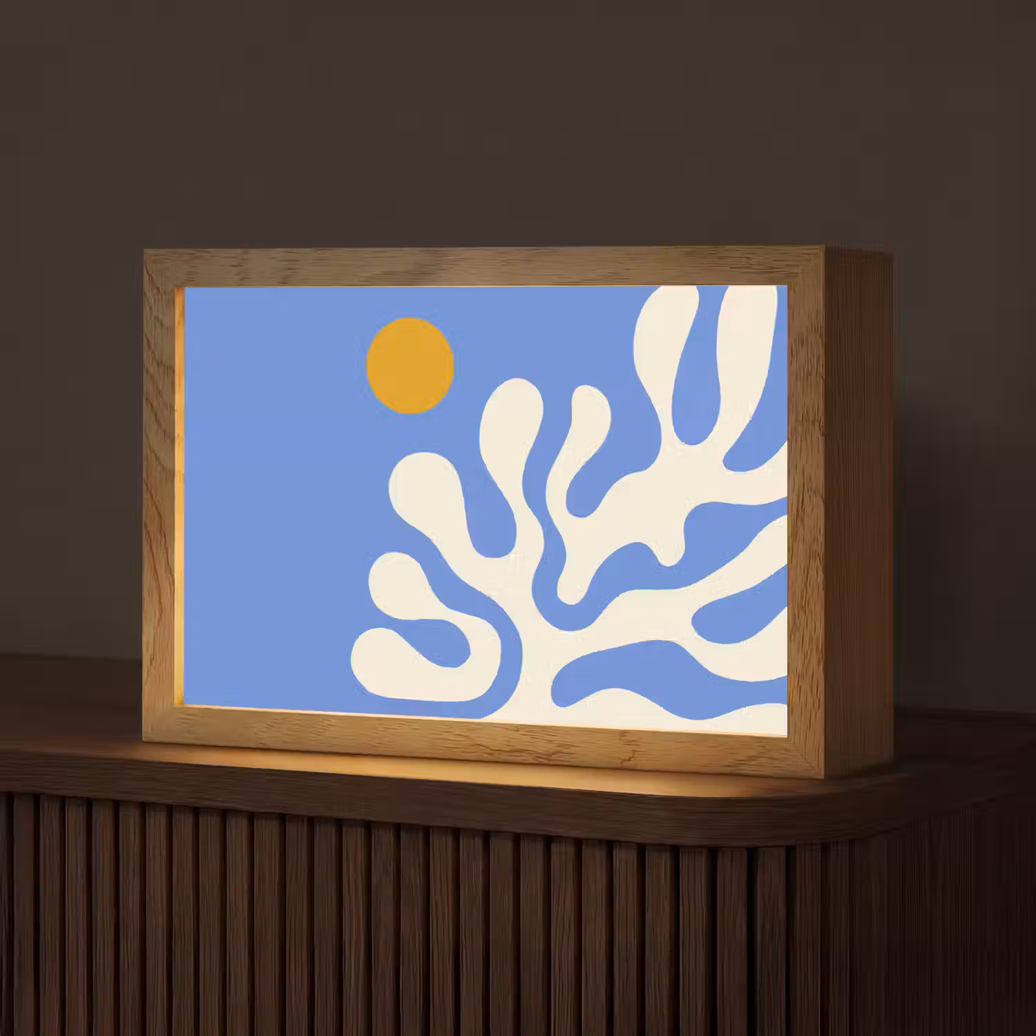 Minimalistisch - Organisch patroon - Blauw Light Box met kabel (Tafellamp) klein -z3d_website